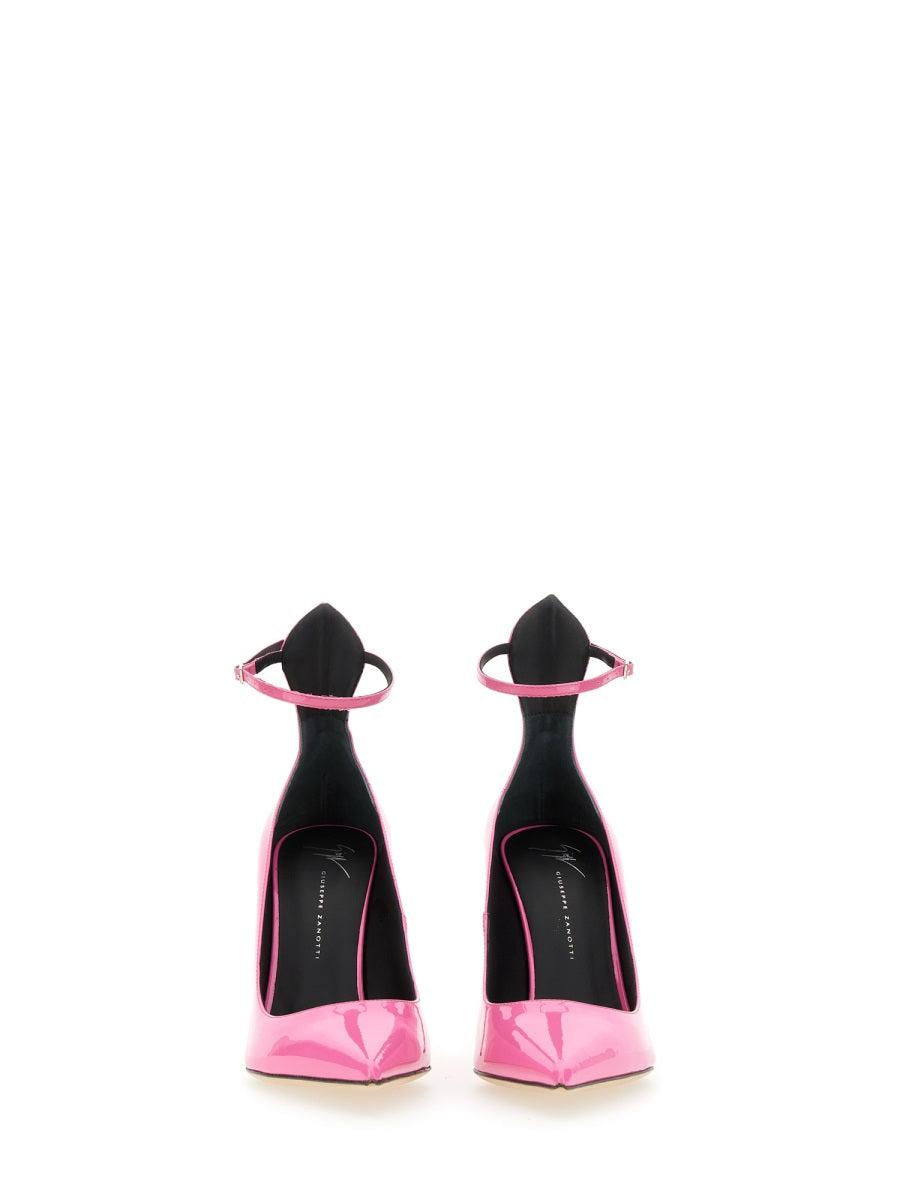 GIUSEPPE ZANOTTI Elegant Patent Leather Pumps with Adjustable Strap - 10.5CM Heel