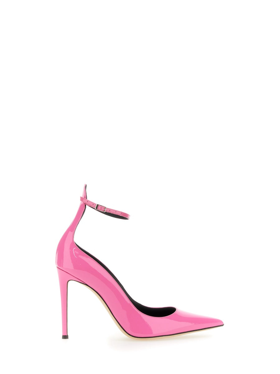 GIUSEPPE ZANOTTI Elegant Patent Leather Pumps with Adjustable Strap - 10.5CM Heel