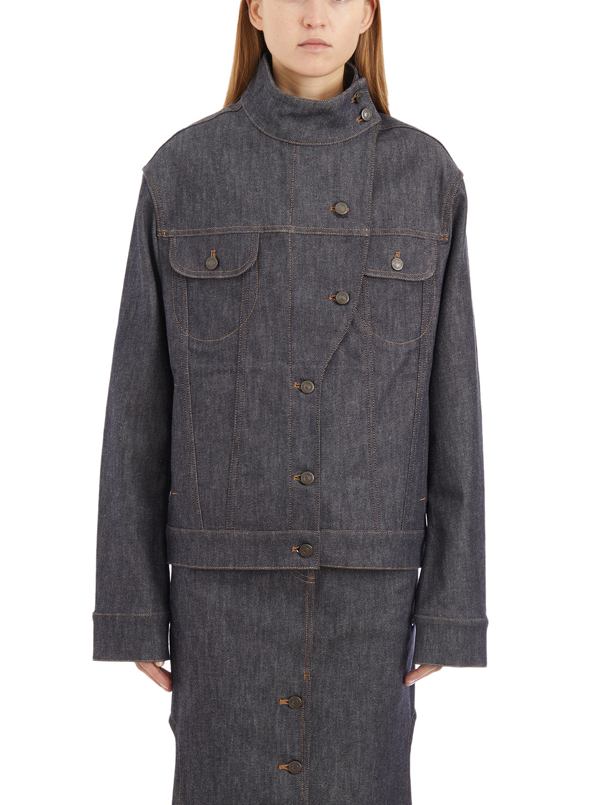 COURREGÈS Oversize Denim Motorbiker Jacket - Small Size
