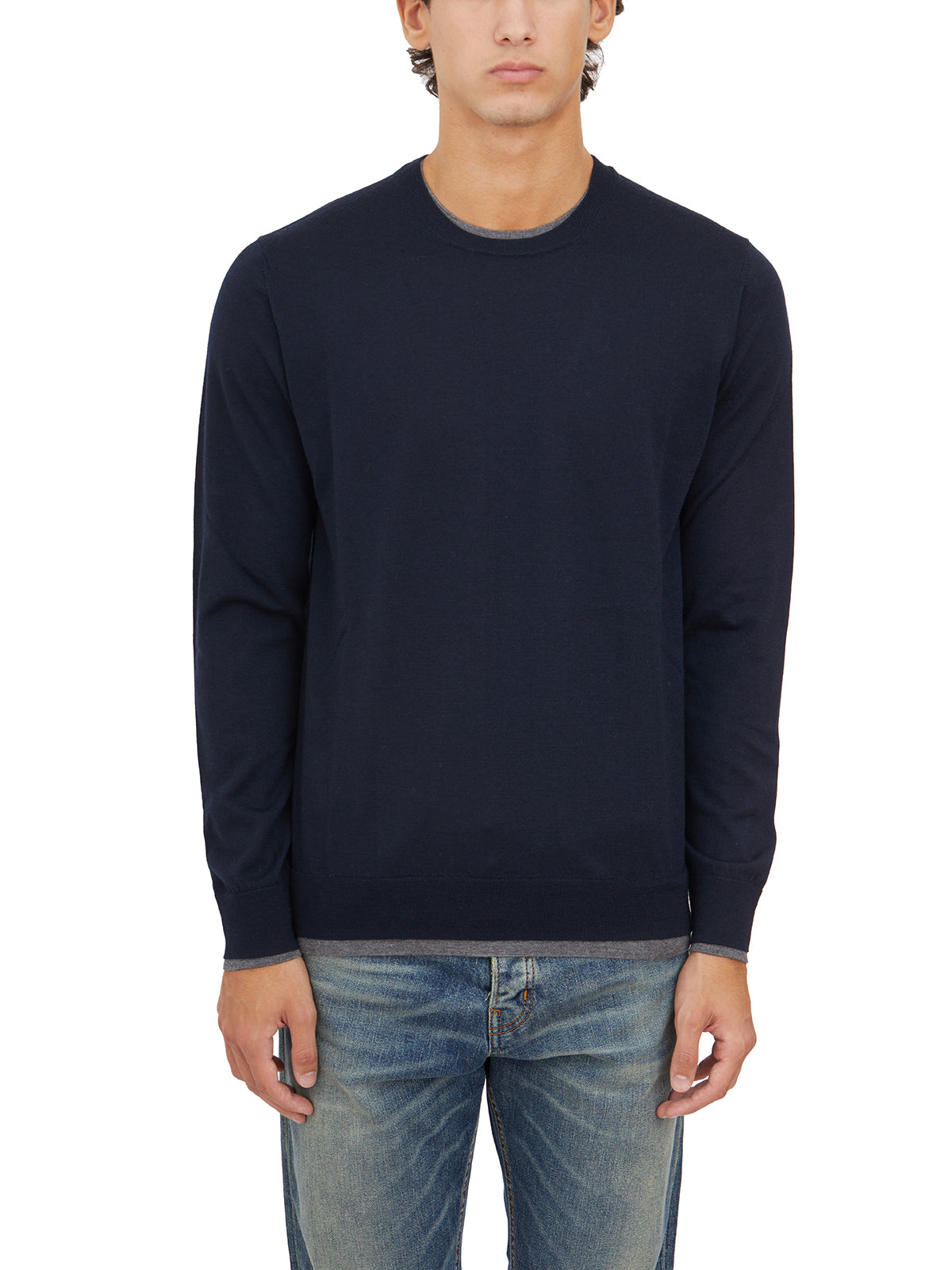PAOLO PECORA Classic Crew Neck Sweater for Men - Size L