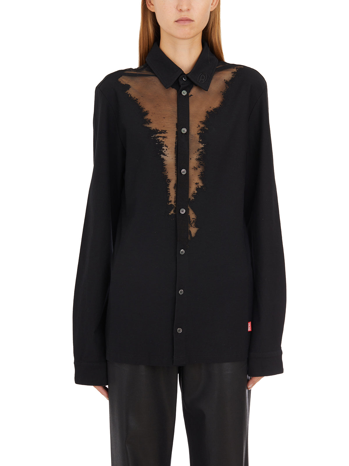 DIESEL Classic Plain Shirt with Transparent Inserts - Size S