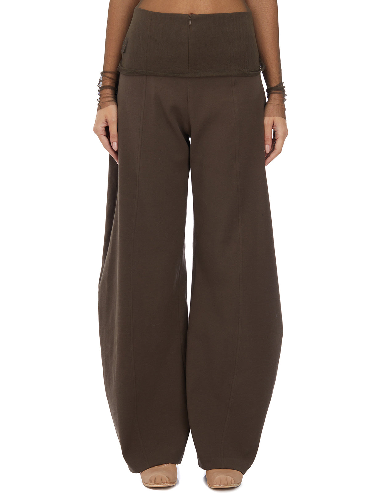 CORTANA Unisex High-Waisted Curved Leg Trousers