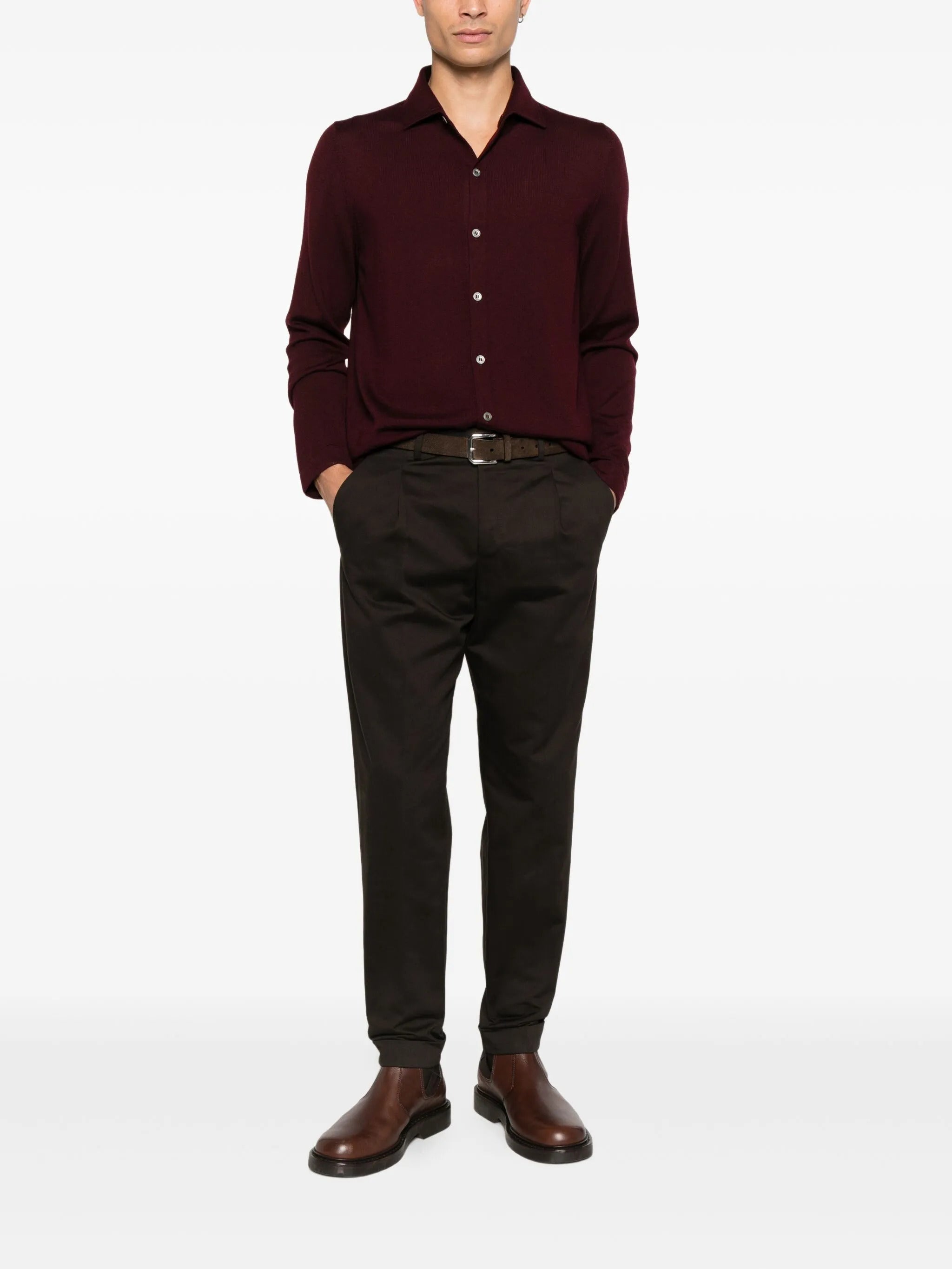 TAGLIATORE Classic Cardigan with Shirt Collar for Men