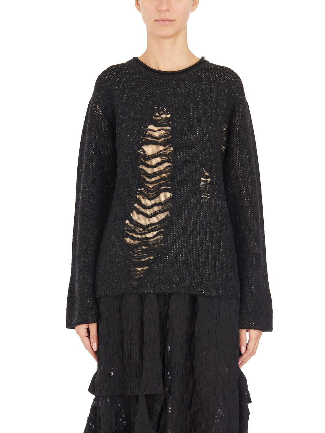 CHIAHUNG SU Double Layer Damaged Roundneck Sweater - Women's Size M