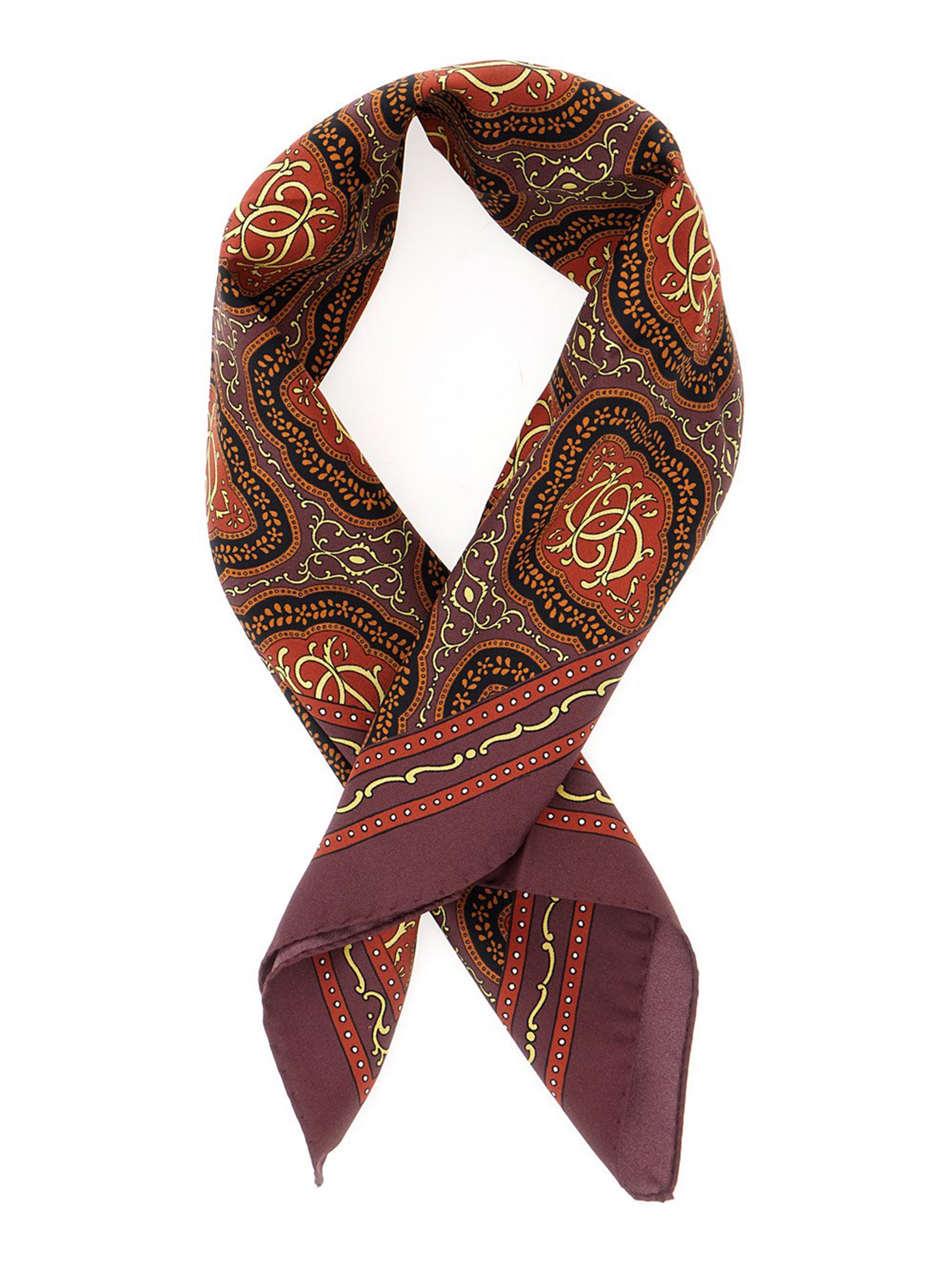 DRÔLE DE MONSIEUR Medallion Pattern Silk Scarf 60cm x 60cm