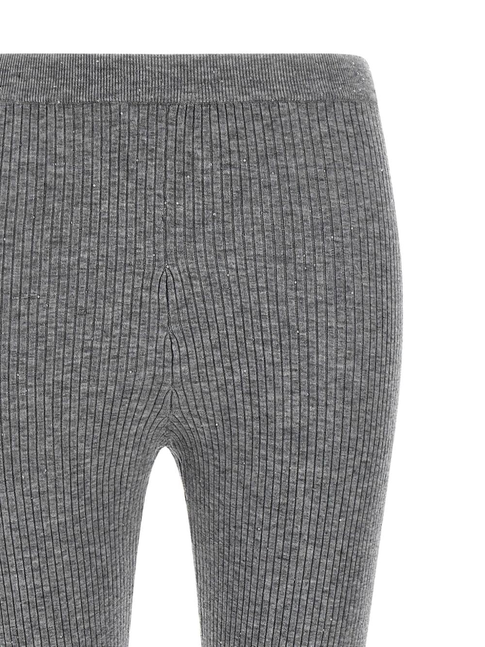 PINKO Ribbed Knit Trousers with Crystal Embellishments for Women