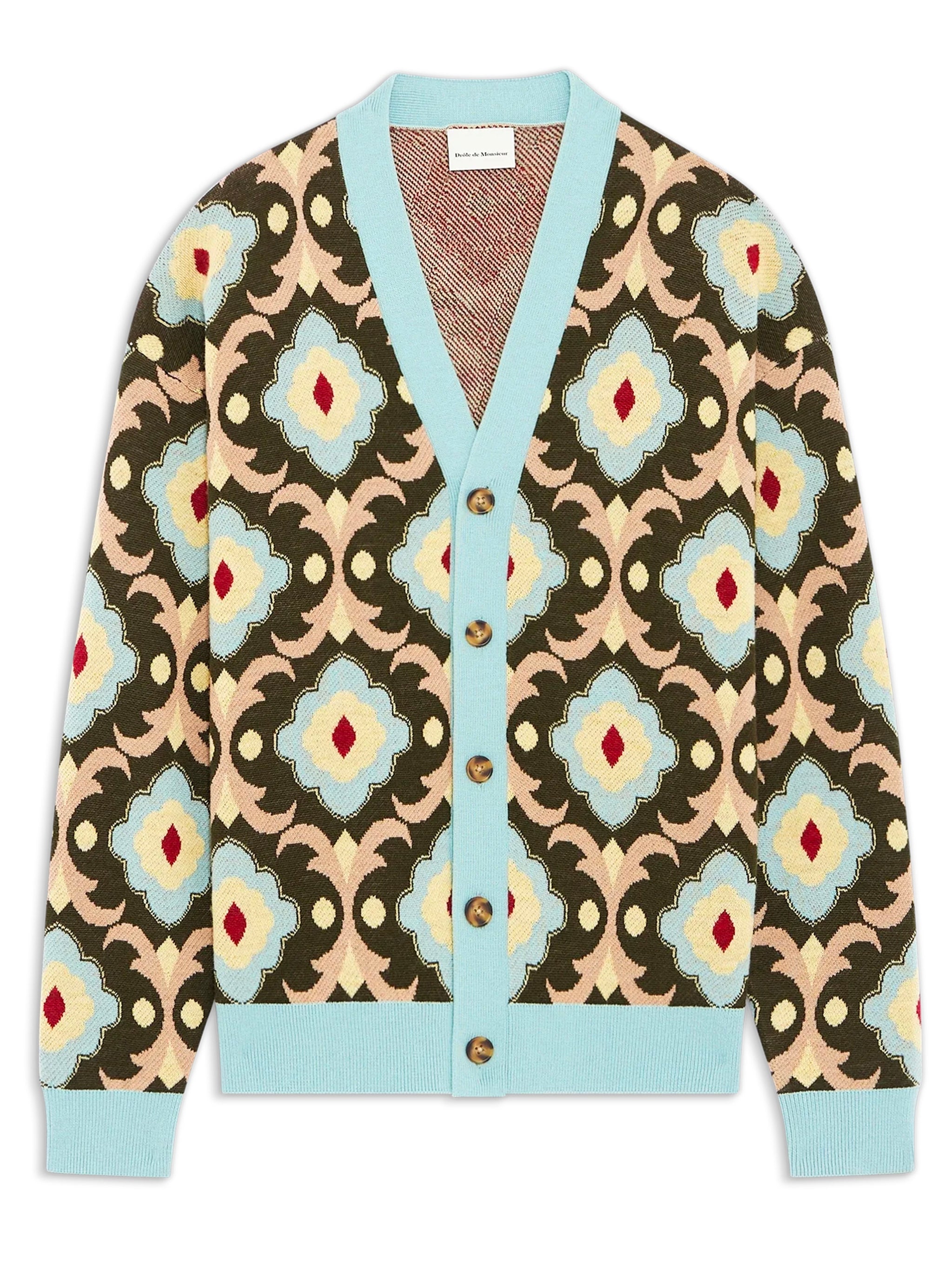 DRÔLE DE MONSIEUR Men's Tapestry Cardigan - Size M