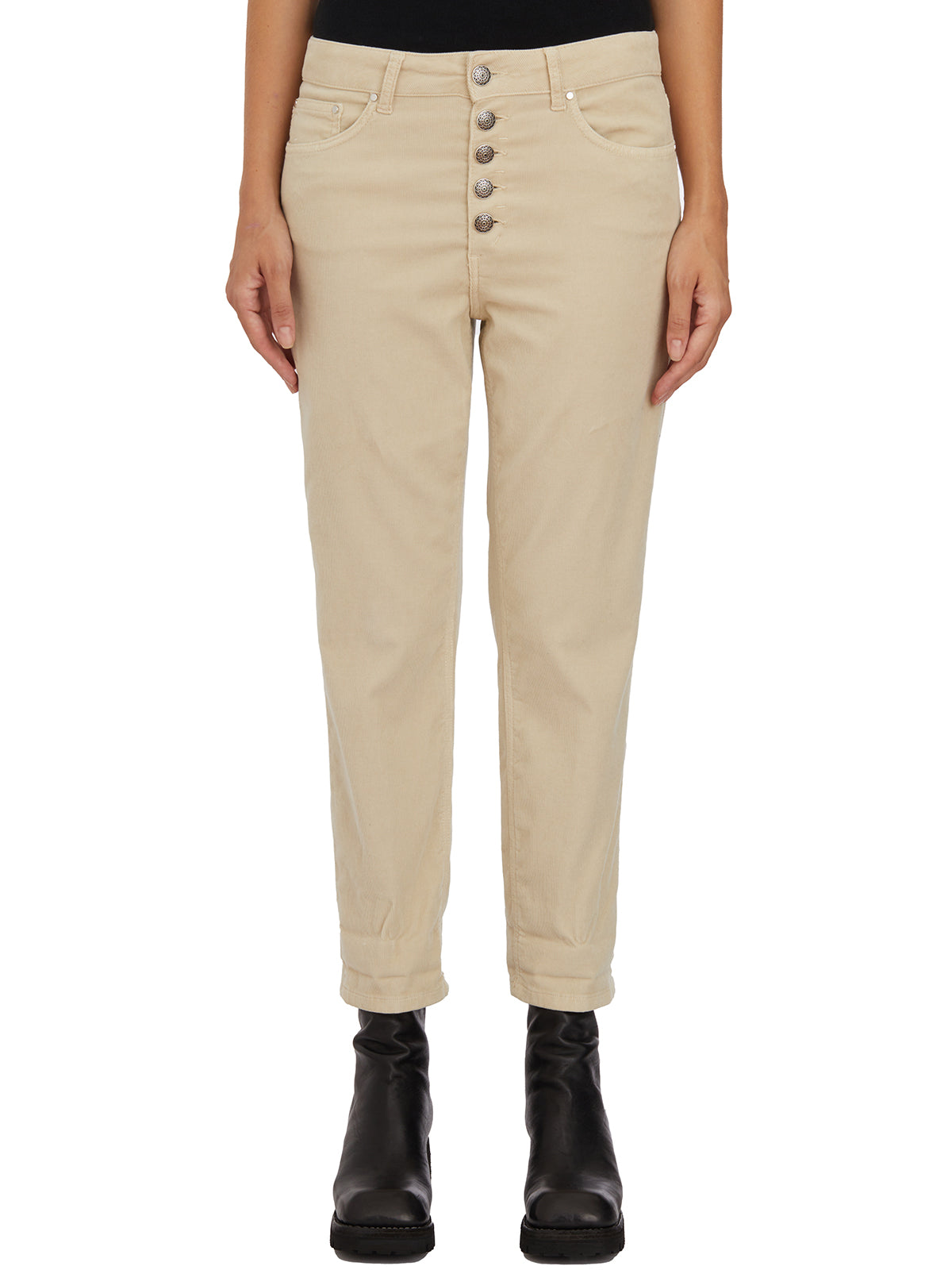 DONDUP Elegant Trousers with Gem-Style Buttons - Size 26