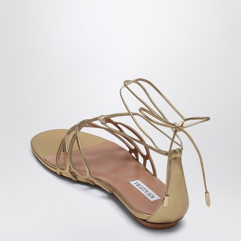 AQUAZZURA Low Leather Sandal with Laced Pattern for Women