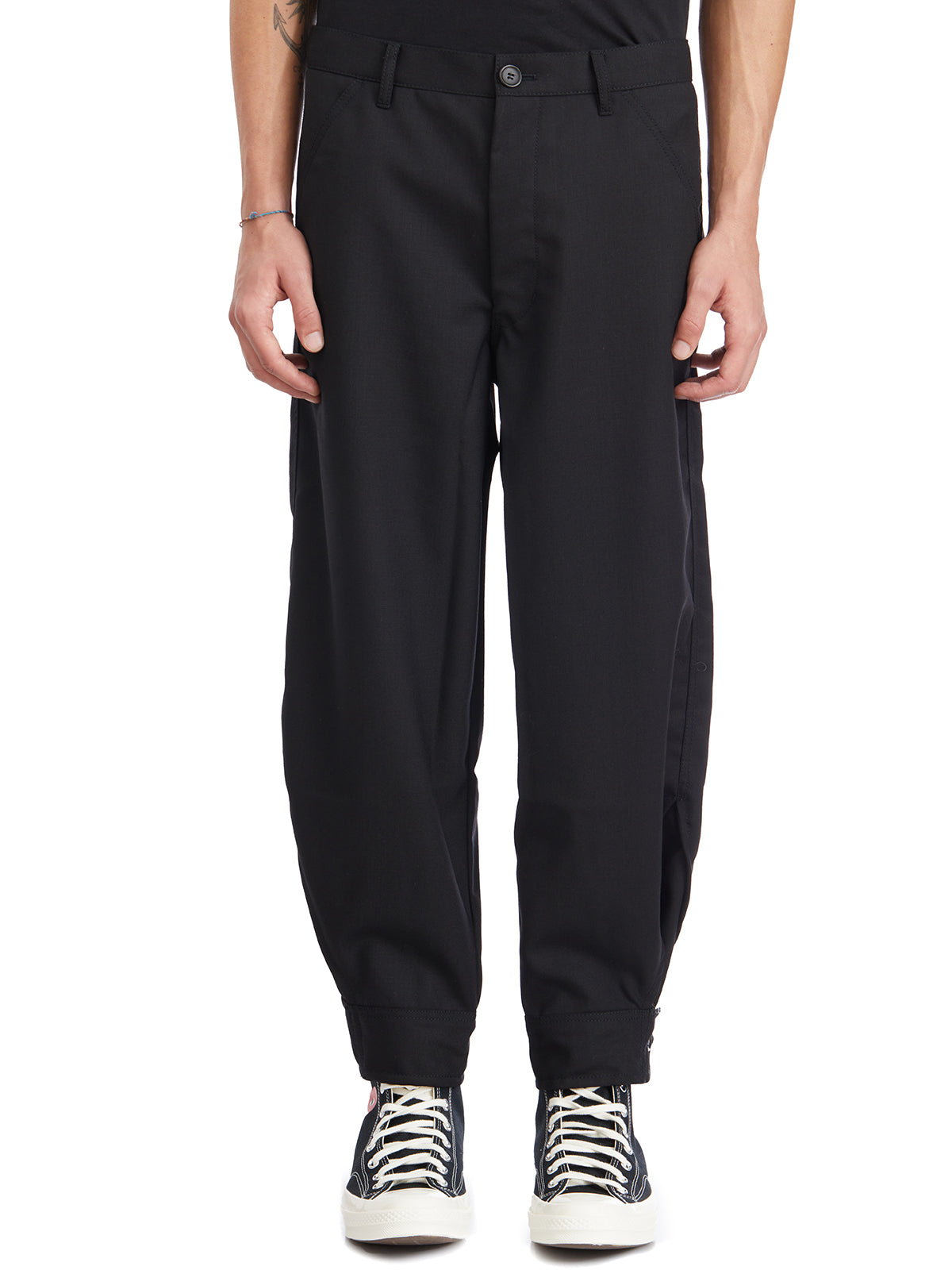 COMME DES GARÇONS SHIRT Men's Wool Trousers with Adjustable Bottoms - Size M