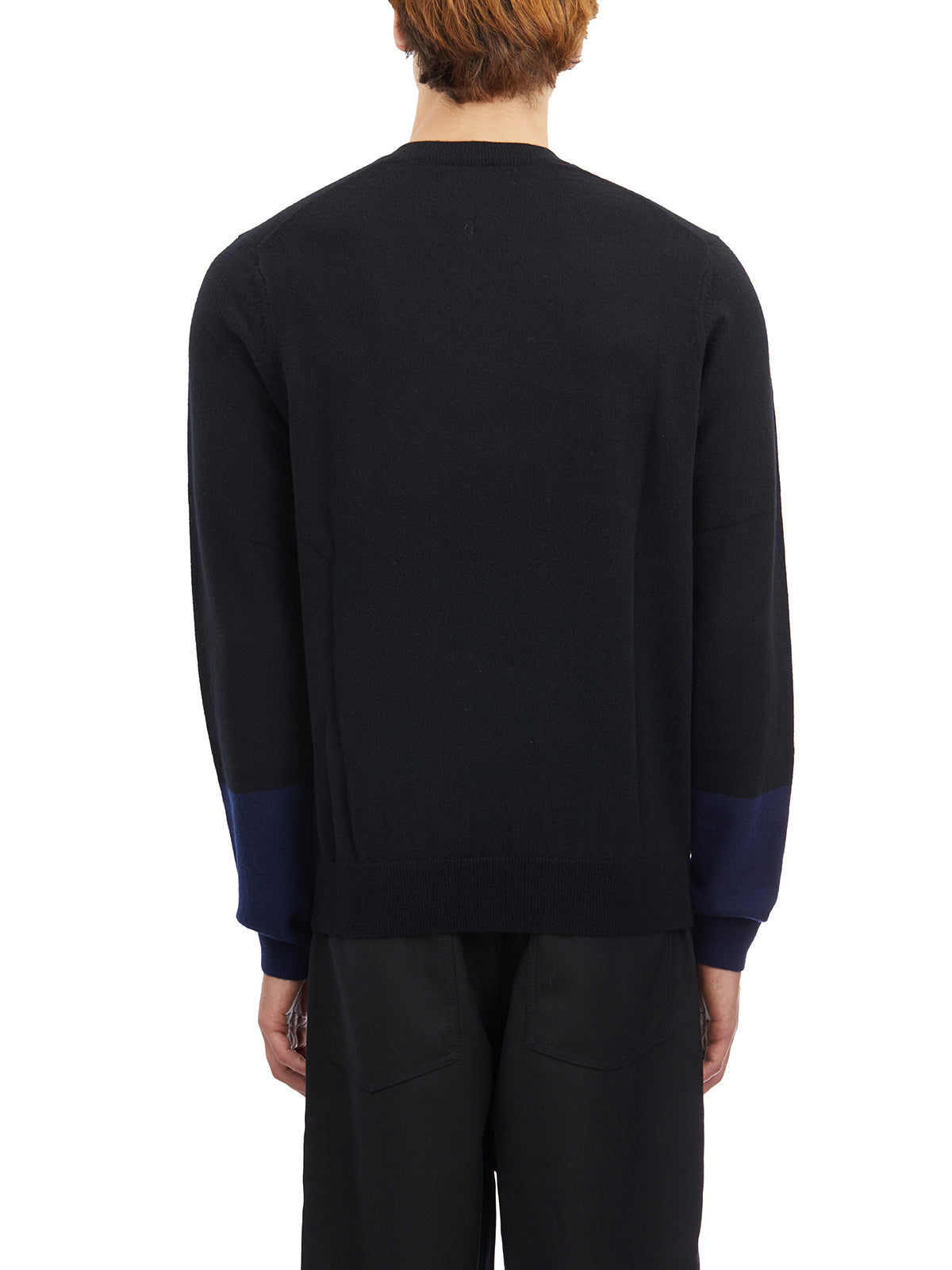 COMME DES GARÇONS SHIRT Men's V Neck Two-Tone Knit Sweater - Size L