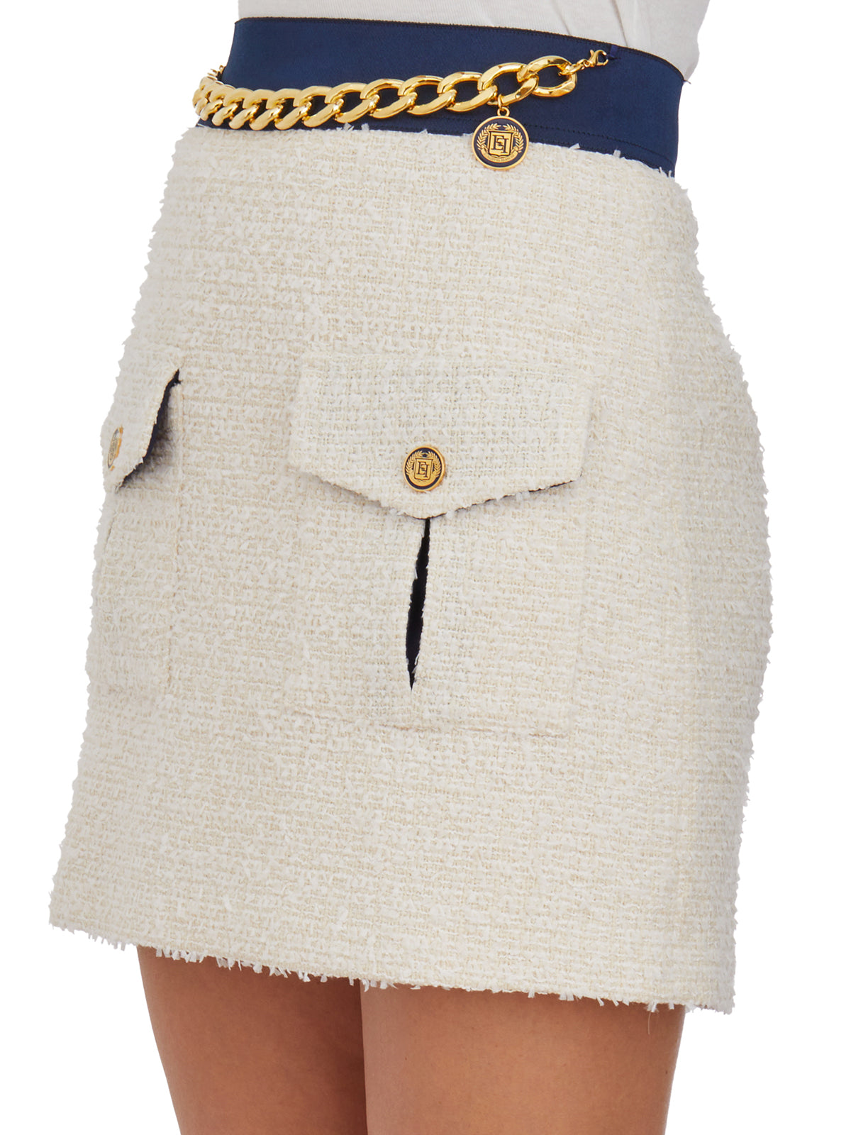 ELISABETTA FRANCHI Women's Mini Skirt with Pockets - 38 cm Length