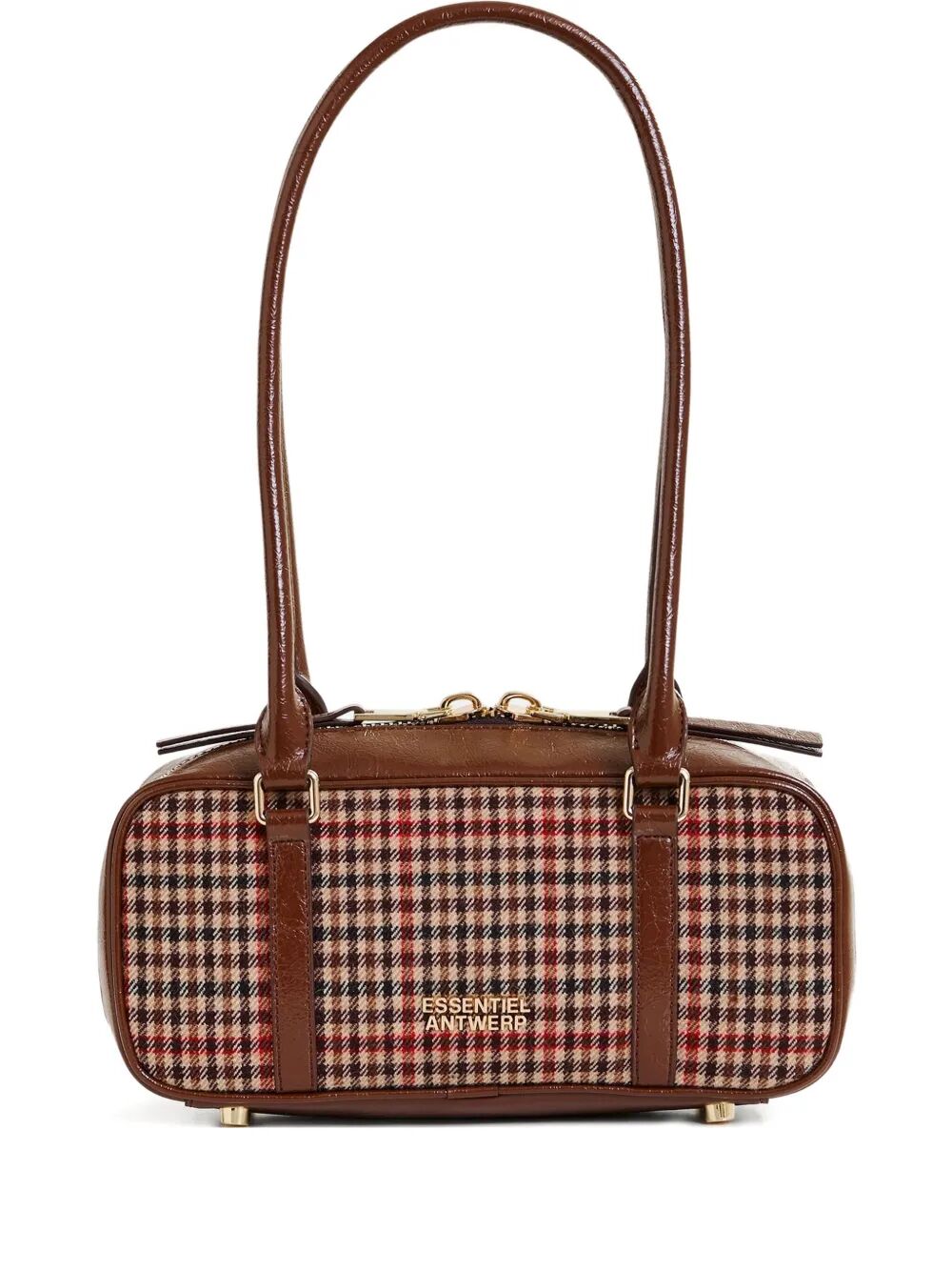 ESSENTIEL ANTWERP Check Wool Fabric Handbag