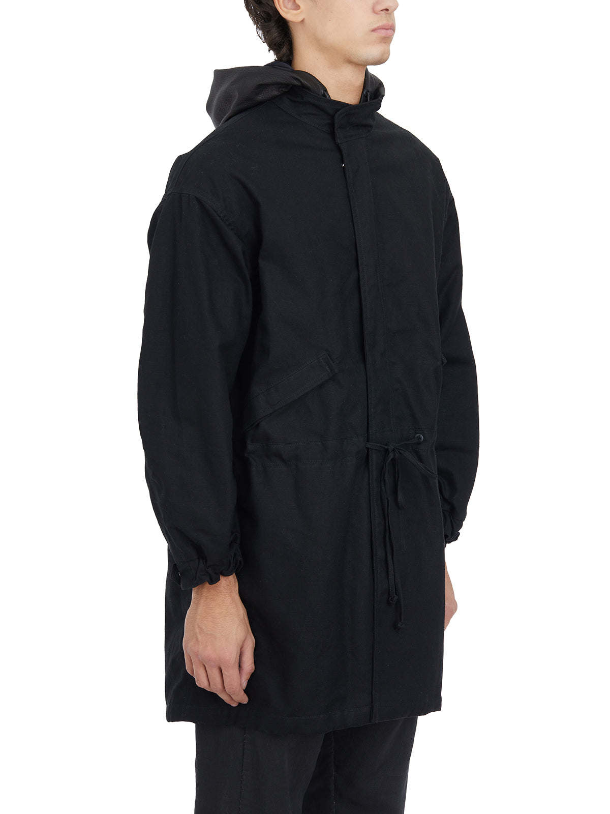 GIORGIO BRATO Canvas Parka Jacket with Removable Leather Hoodie - Size 50