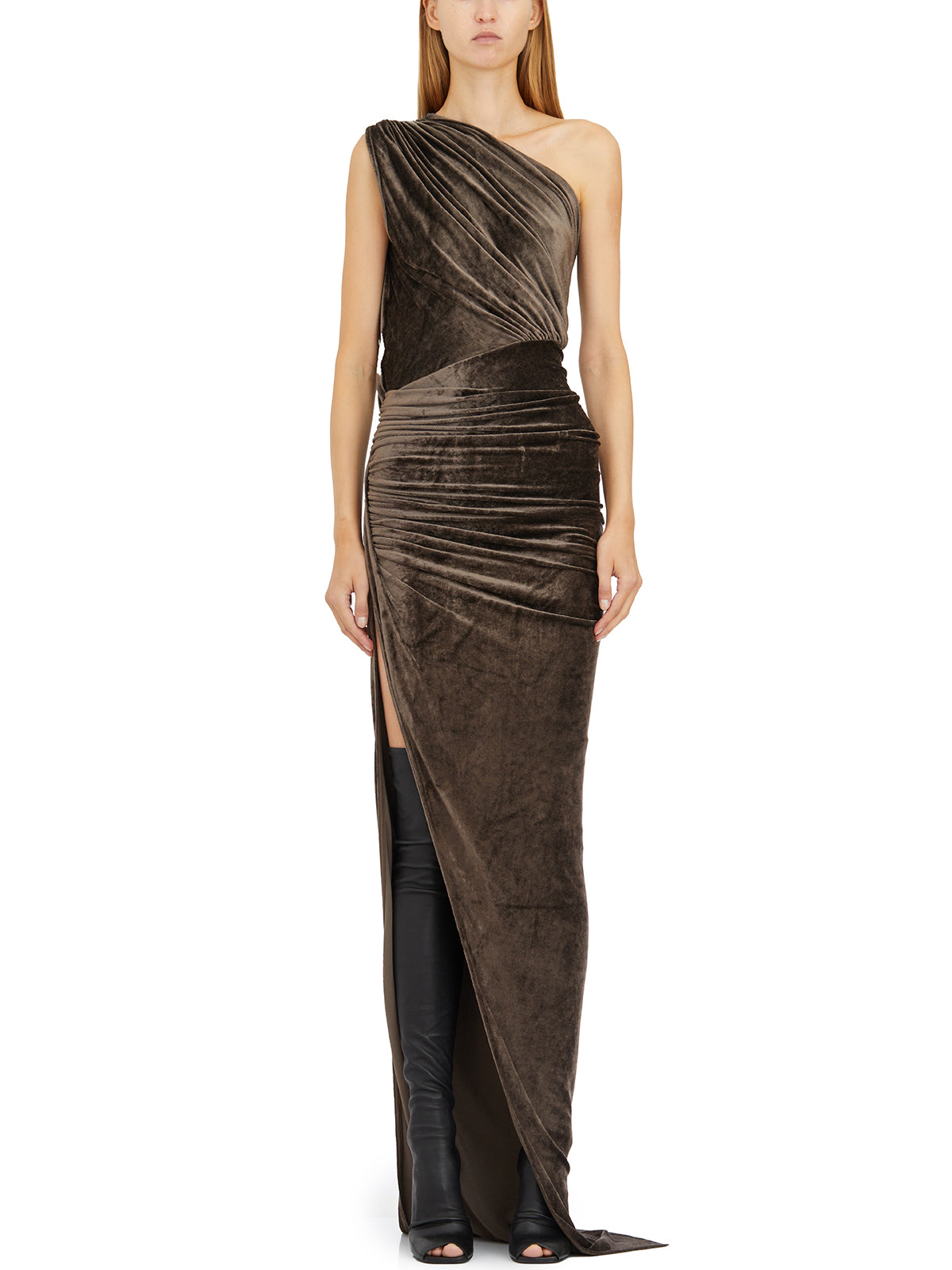 RICKOWENSLILIES Sleek Mono Shoulder Slim Fit Gown Size 40