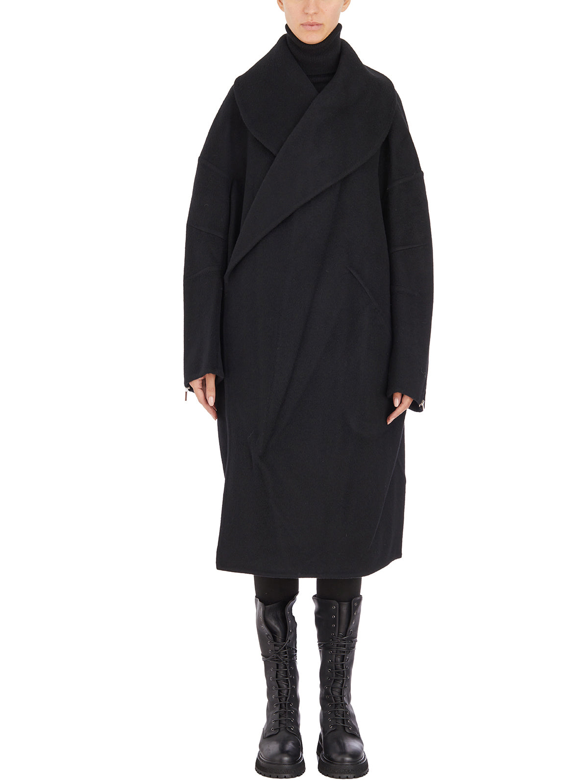 HELMUT LANG Oversize Cocoon Jacket with Zip Sleeves - Size S