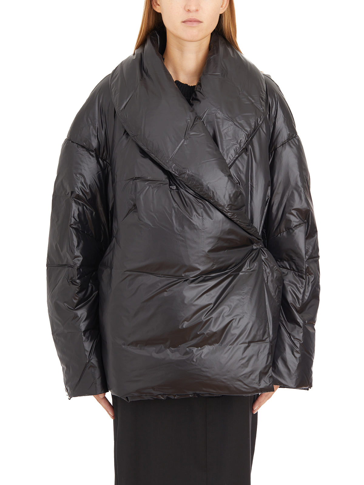 HELMUT LANG Oversized Cocoon Jacket with Zip Sleeves - Women's Size S