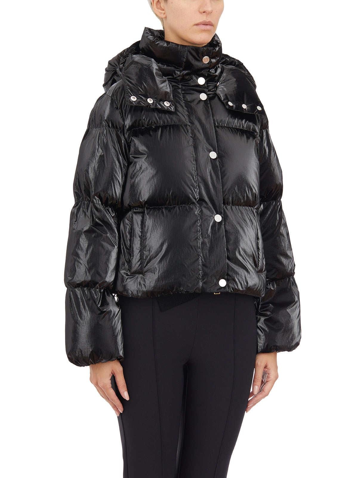 ELISABETTA FRANCHI Mini Metallic Puffer Jacket - Size 40