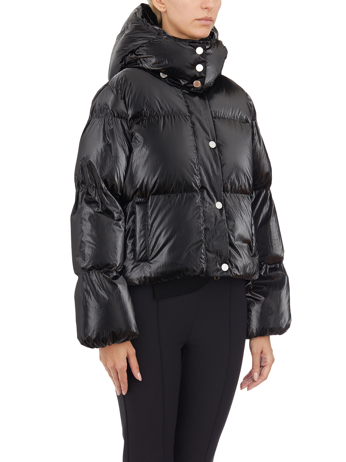 ELISABETTA FRANCHI Mini Metallic Puffer Jacket - Size 40