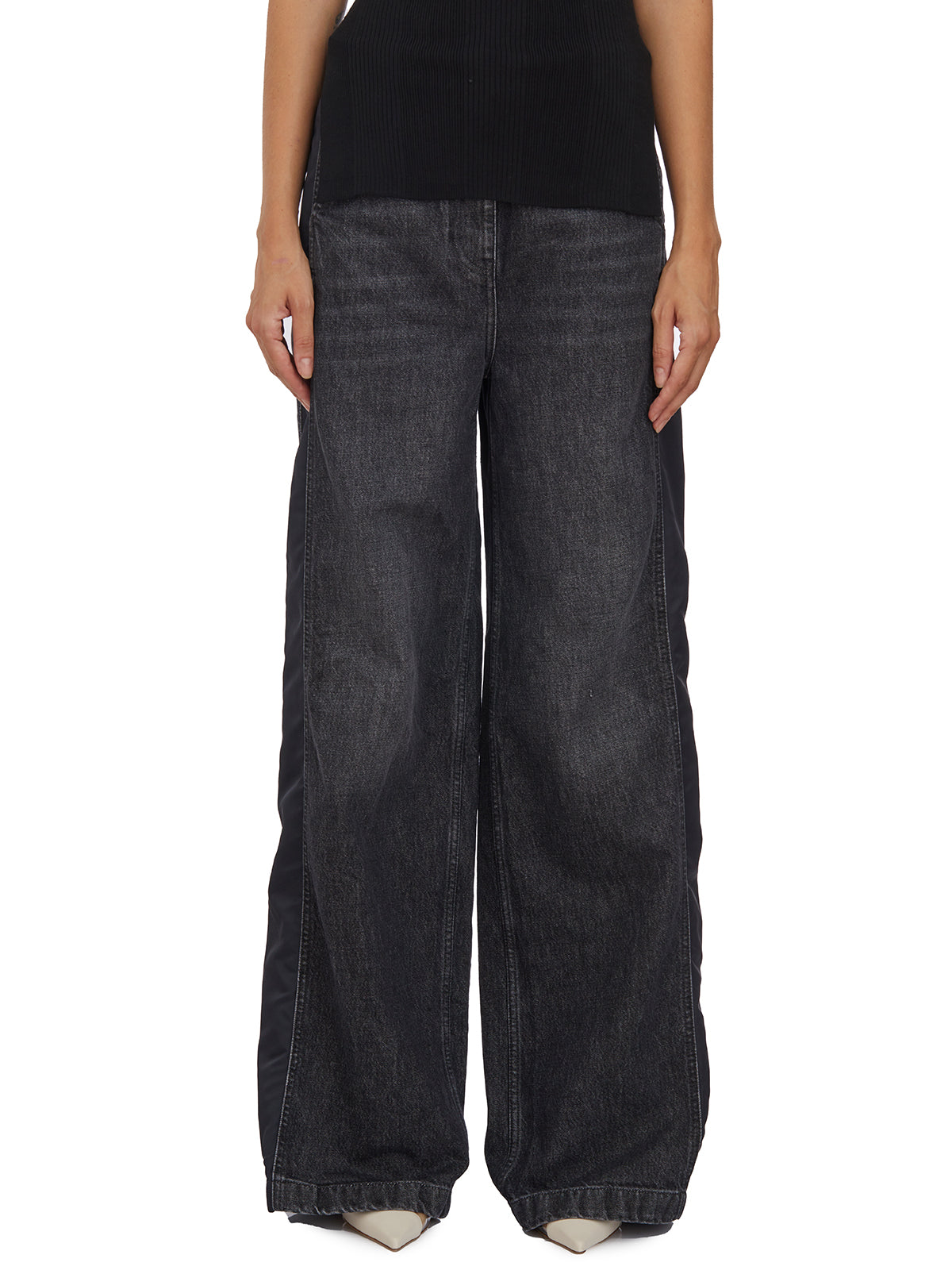 ELISABETTA FRANCHI Fashion-Forward Jeans with Nylon Inserts for Women - Size 40