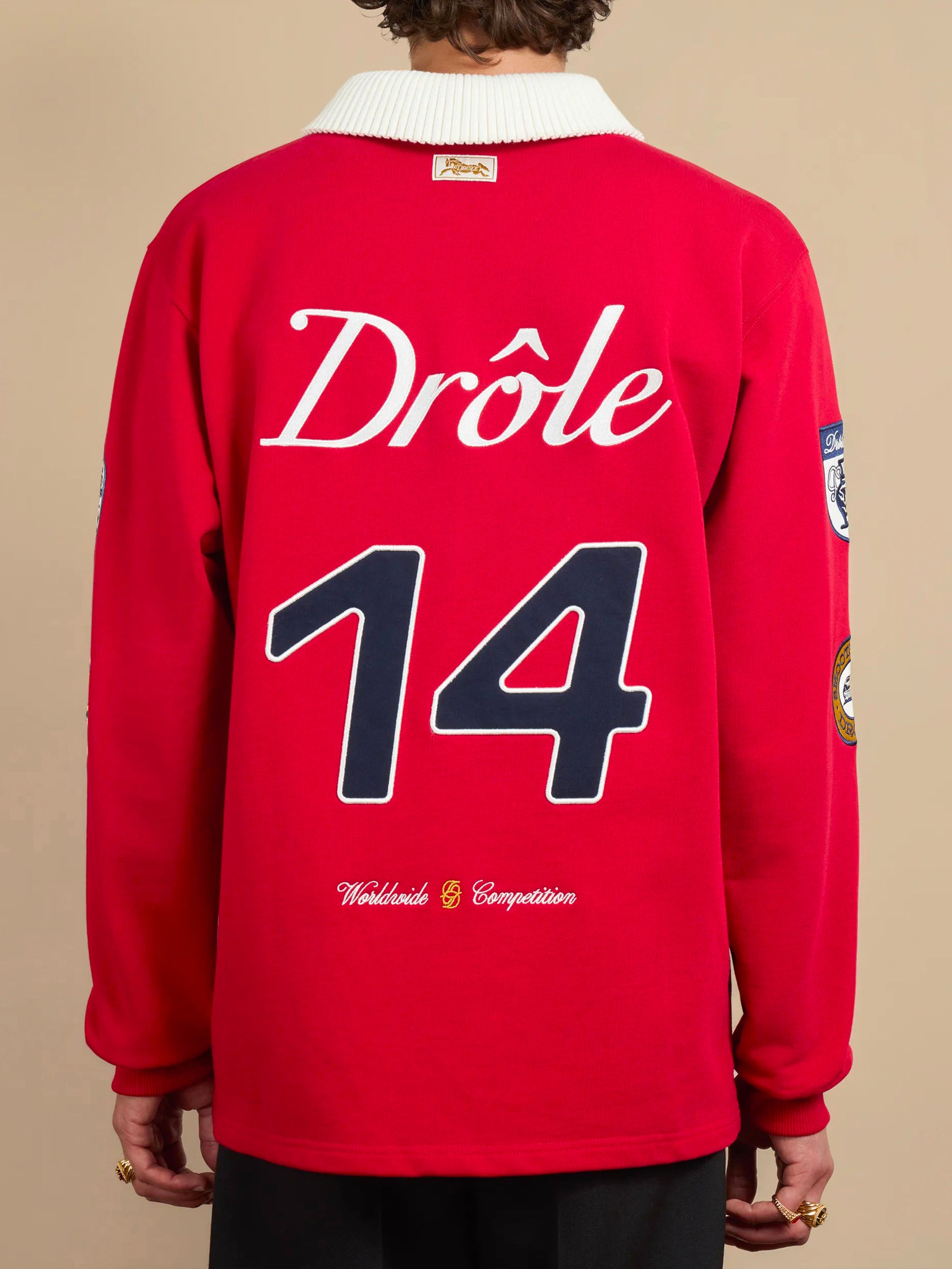 DRÔLE DE MONSIEUR Classic Long-Sleeved Polo with Embroidered Details