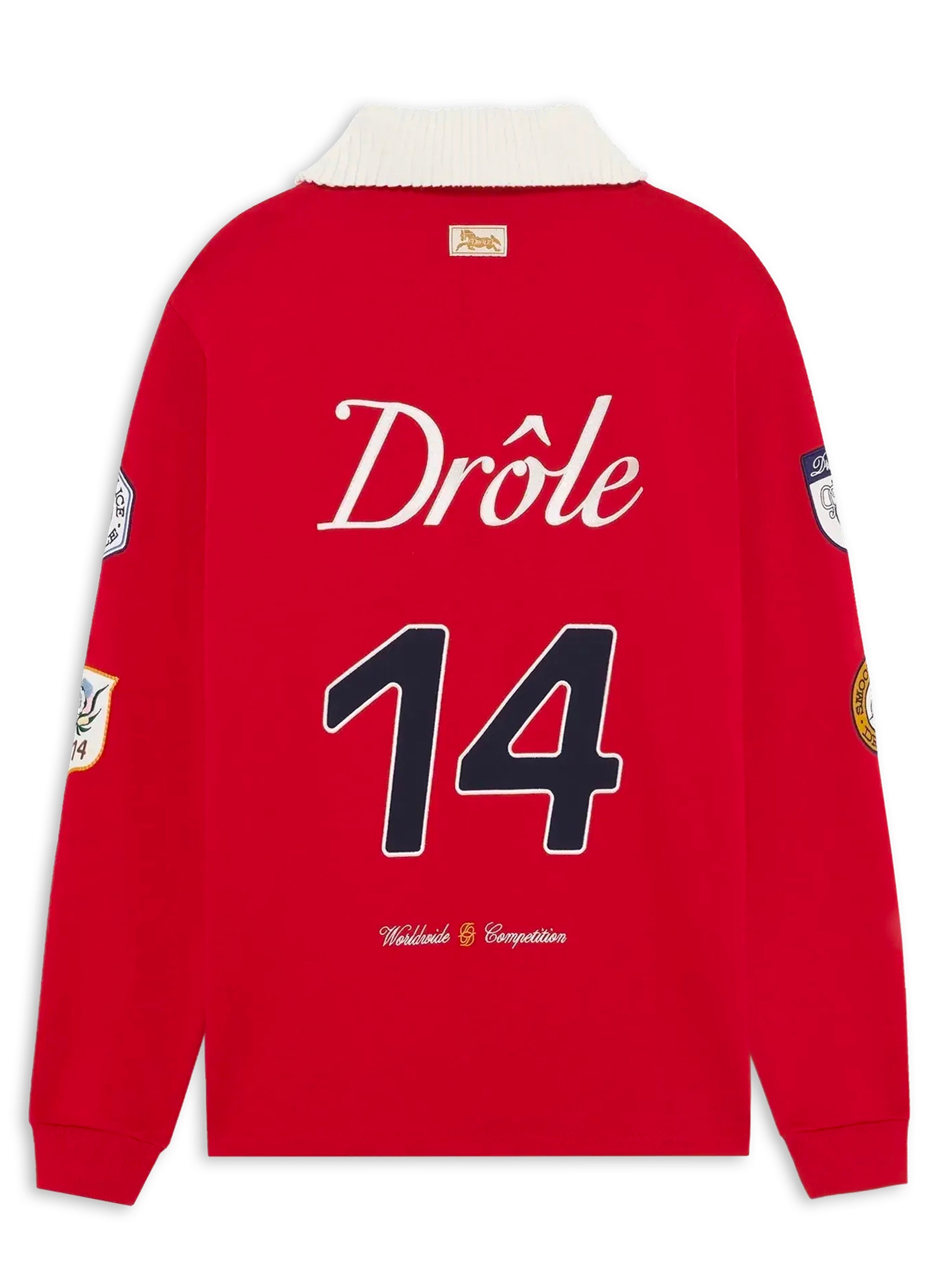 DRÔLE DE MONSIEUR Classic Long-Sleeved Polo with Embroidered Details