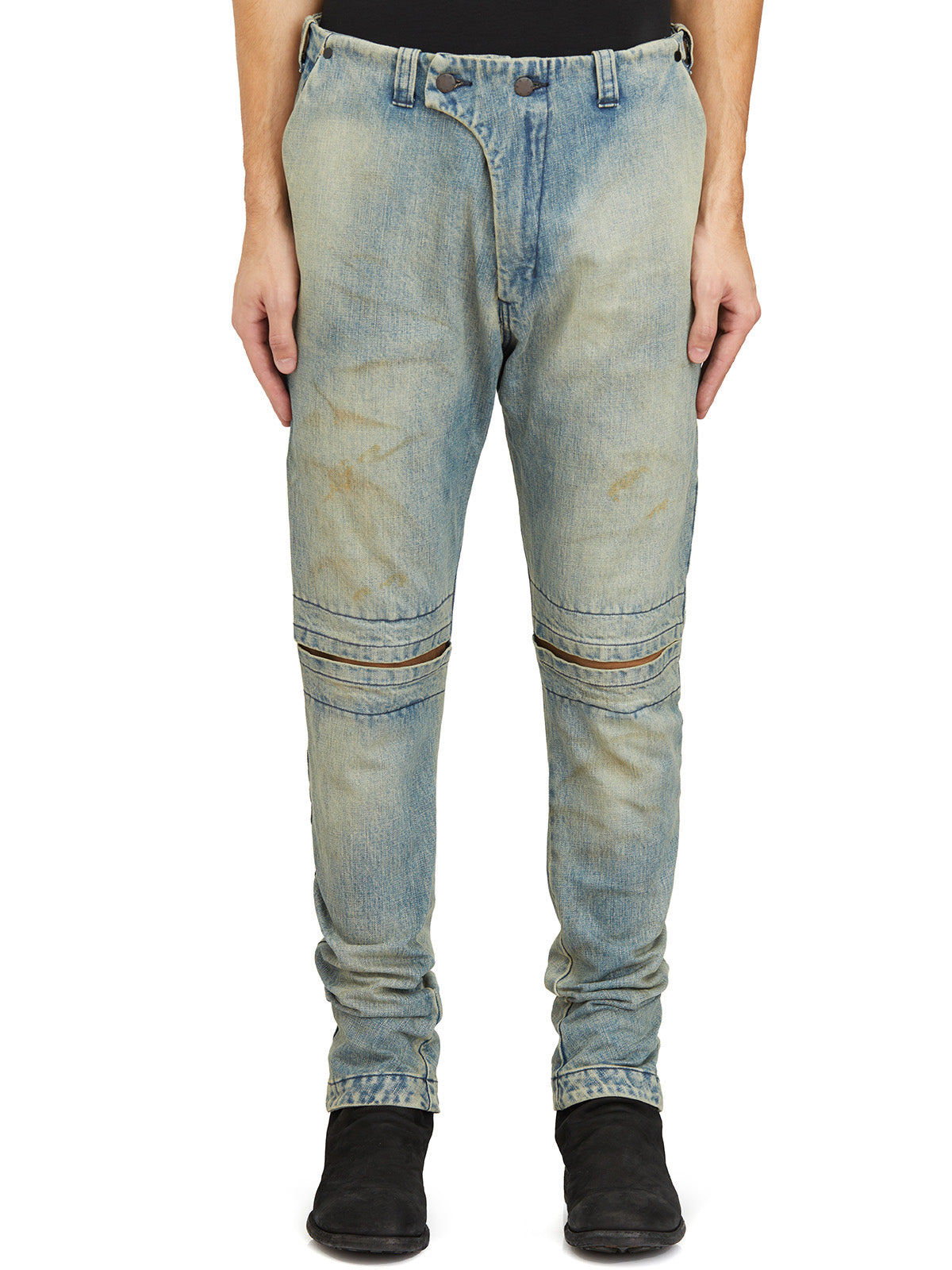 DEVOA Knee-Pleat Denim Trousers - Size 3