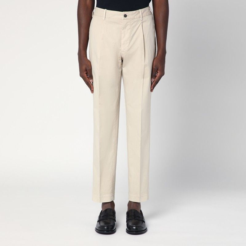 SANTANIELLO Ivory Cotton Trousers for Men - SS25 Collection