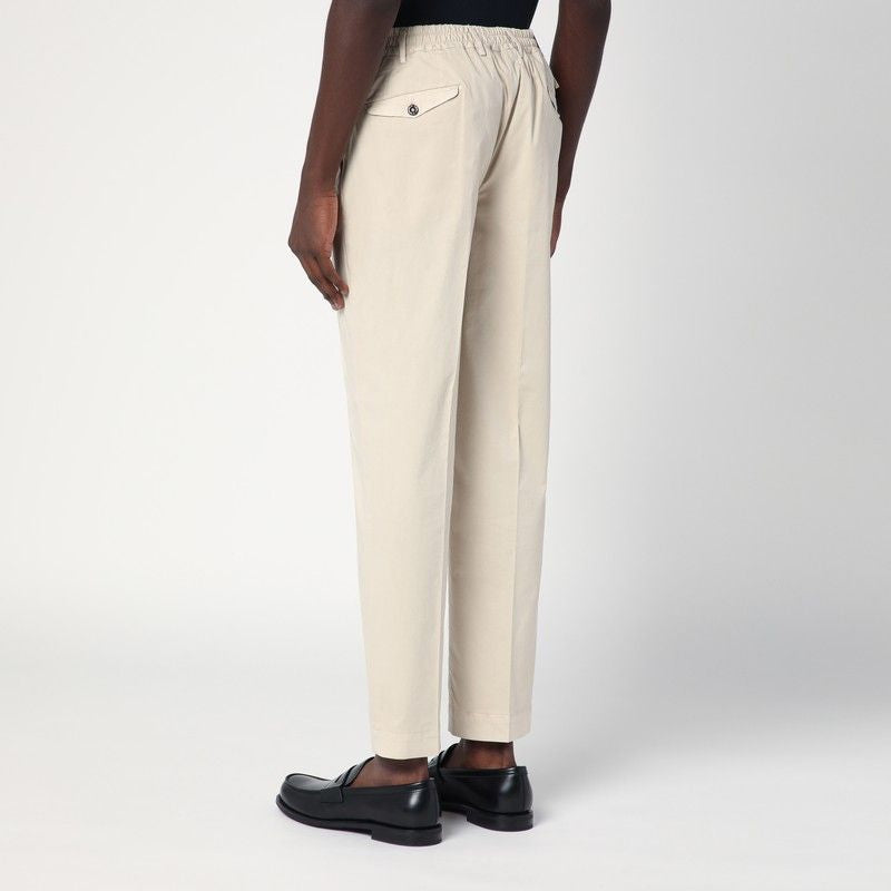 SANTANIELLO Ivory Cotton Trousers for Men - SS25 Collection