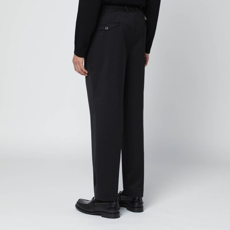 SANTANIELLO Wool Blend Trousers with Front Zip and Button Fastening