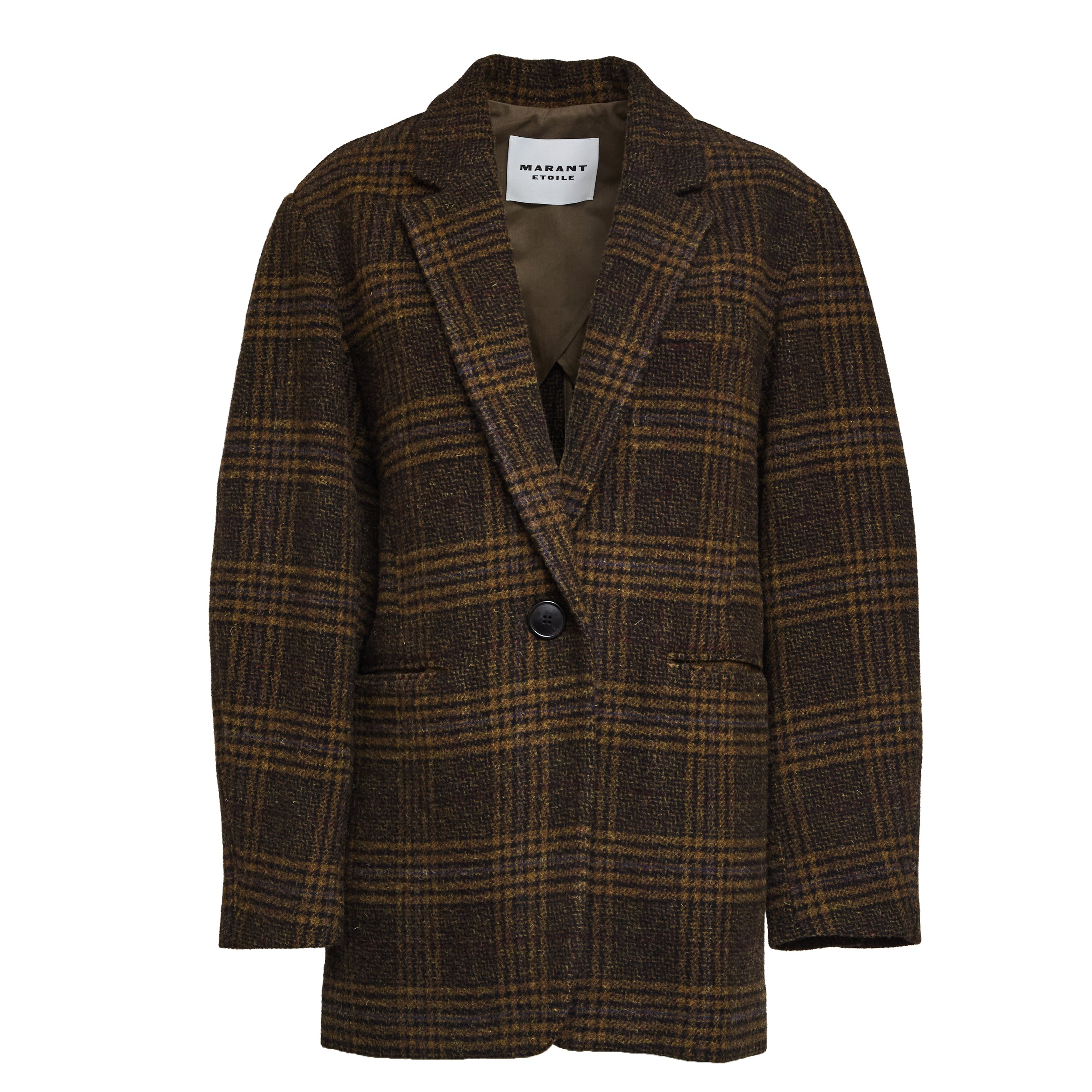 ISABEL MARANT Oversized Check Blazer with Single-Button Closure