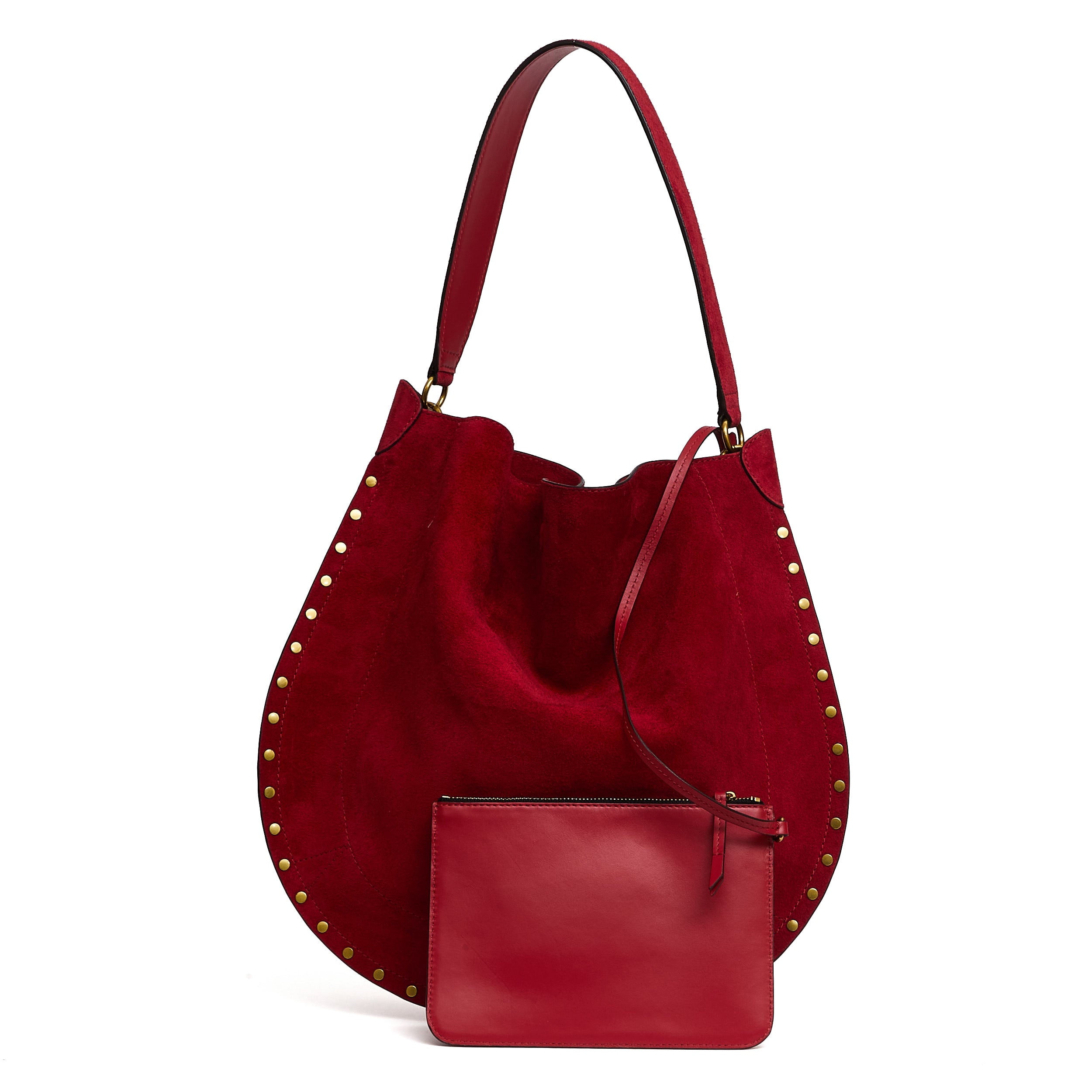 ISABEL MARANT Soft Suede Hobo Handbag with Removable Pouch - 36 x 42 x 6 cm