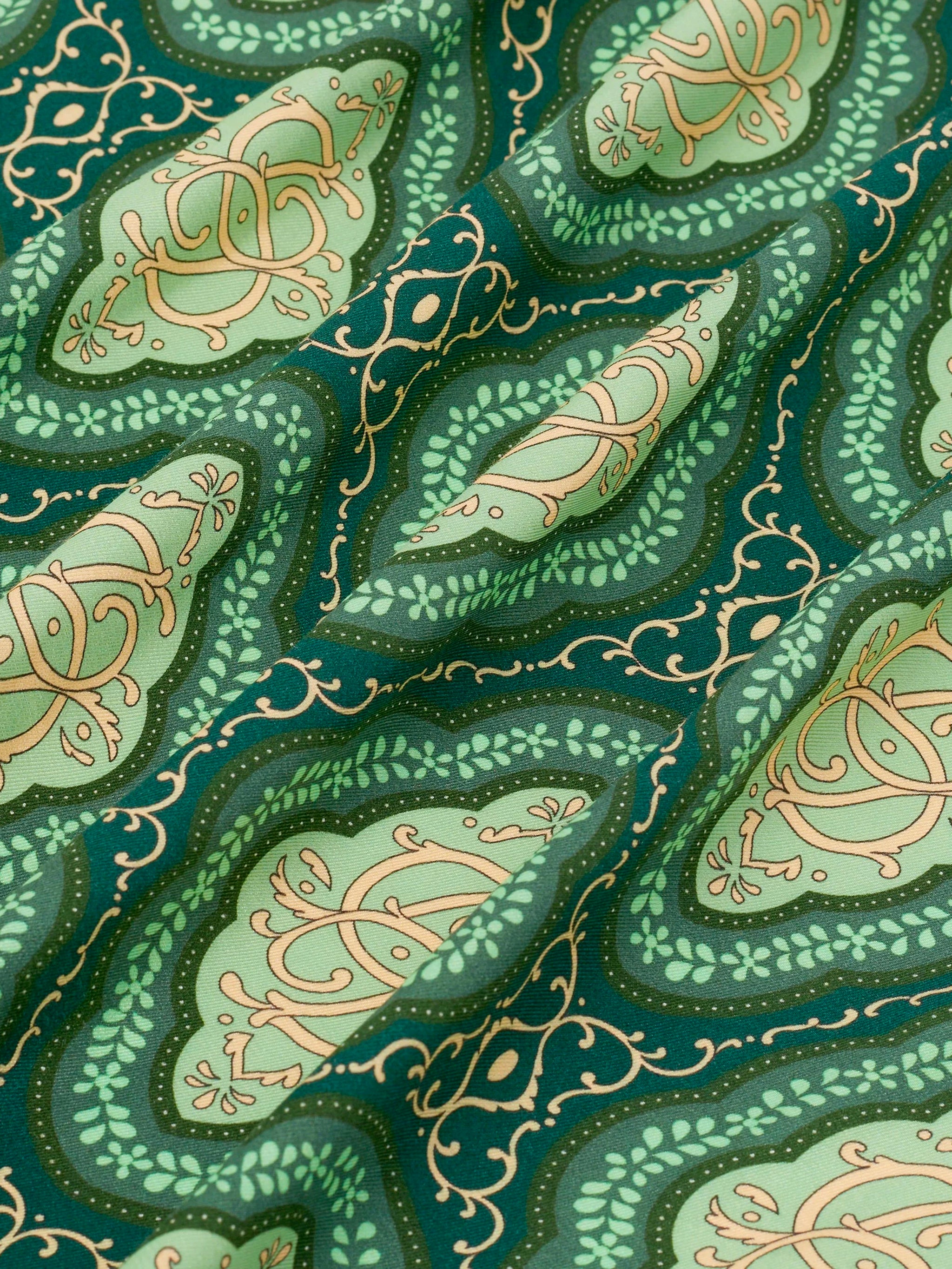 DRÔLE DE MONSIEUR Men's Short-Sleeved Mini Medallion Print Open Collar Shirt