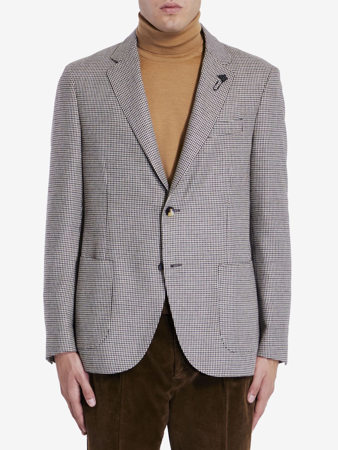 LARDINI Stylish Houndstooth Single-Breasted Jacket (Regular Fit)