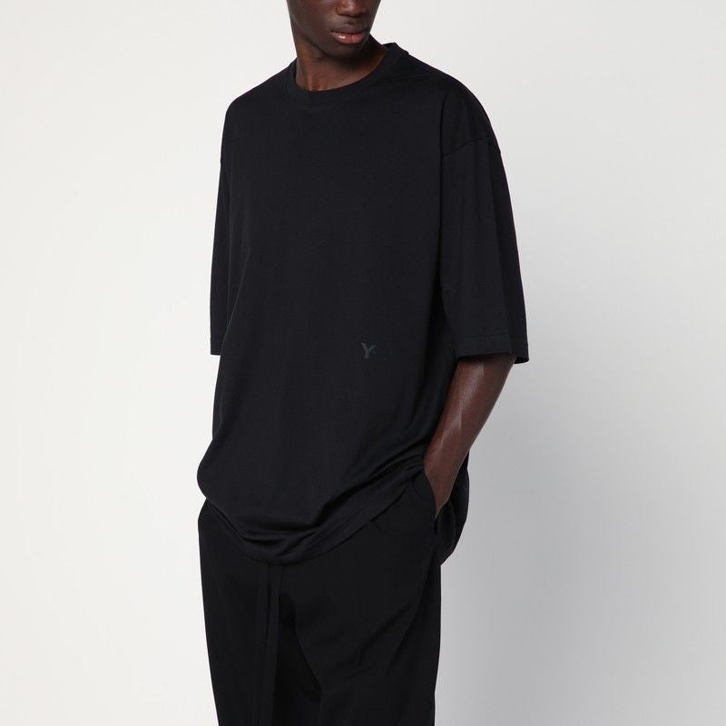 Y-3 Boxy Fit Cotton T-Shirt with Wide Short Sleeves