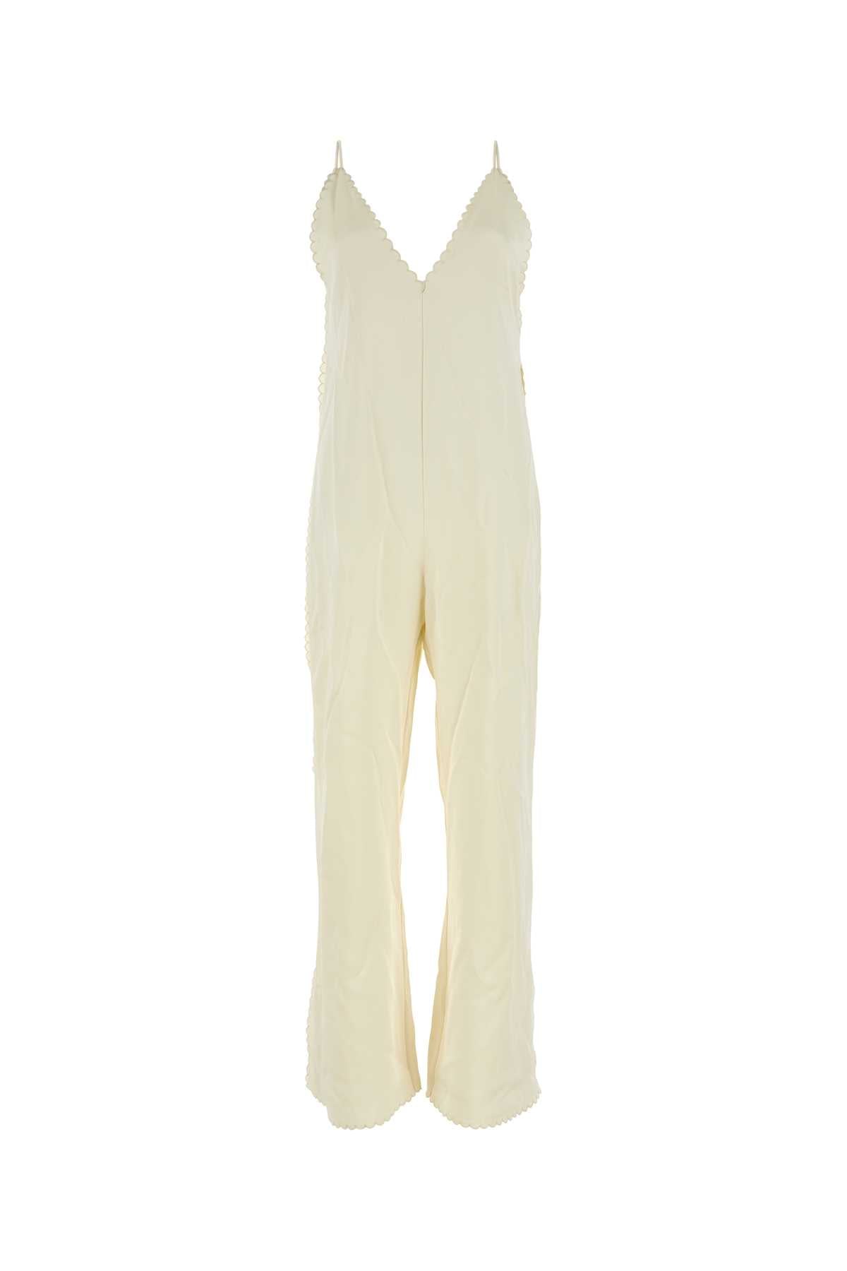 JIL SANDER Ivory Satin Jumpsuit - Women's Fit