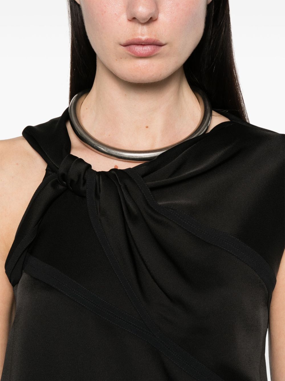 JIL SANDER Asymmetric Gloss Mini Top with Bow