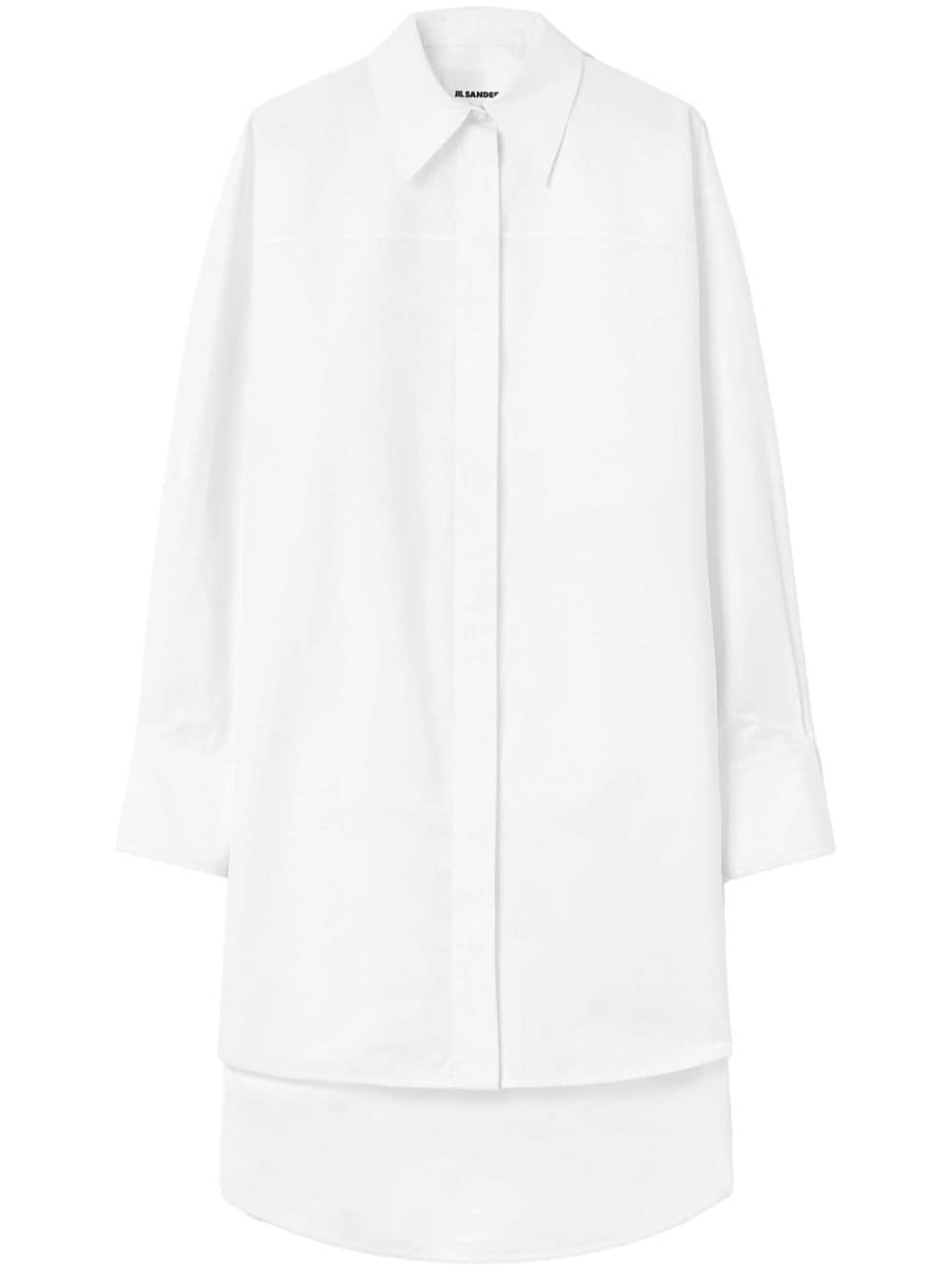 JIL SANDER Cotton Shirt Dress with High-Low Hem