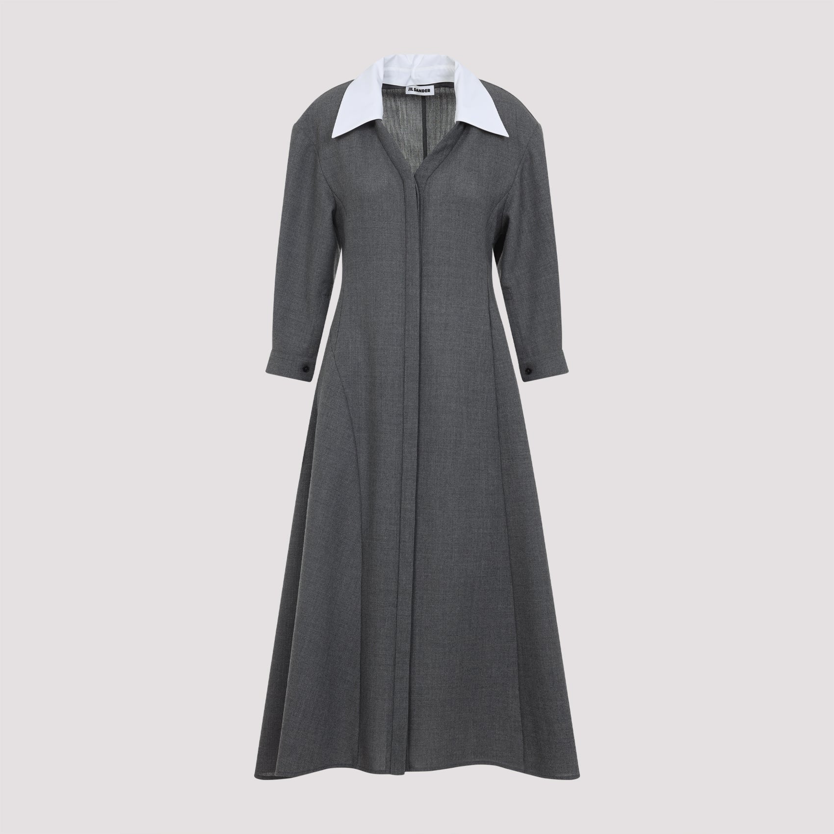 JIL SANDER MIDI DRESS WITH CONTRASTING COLLAR