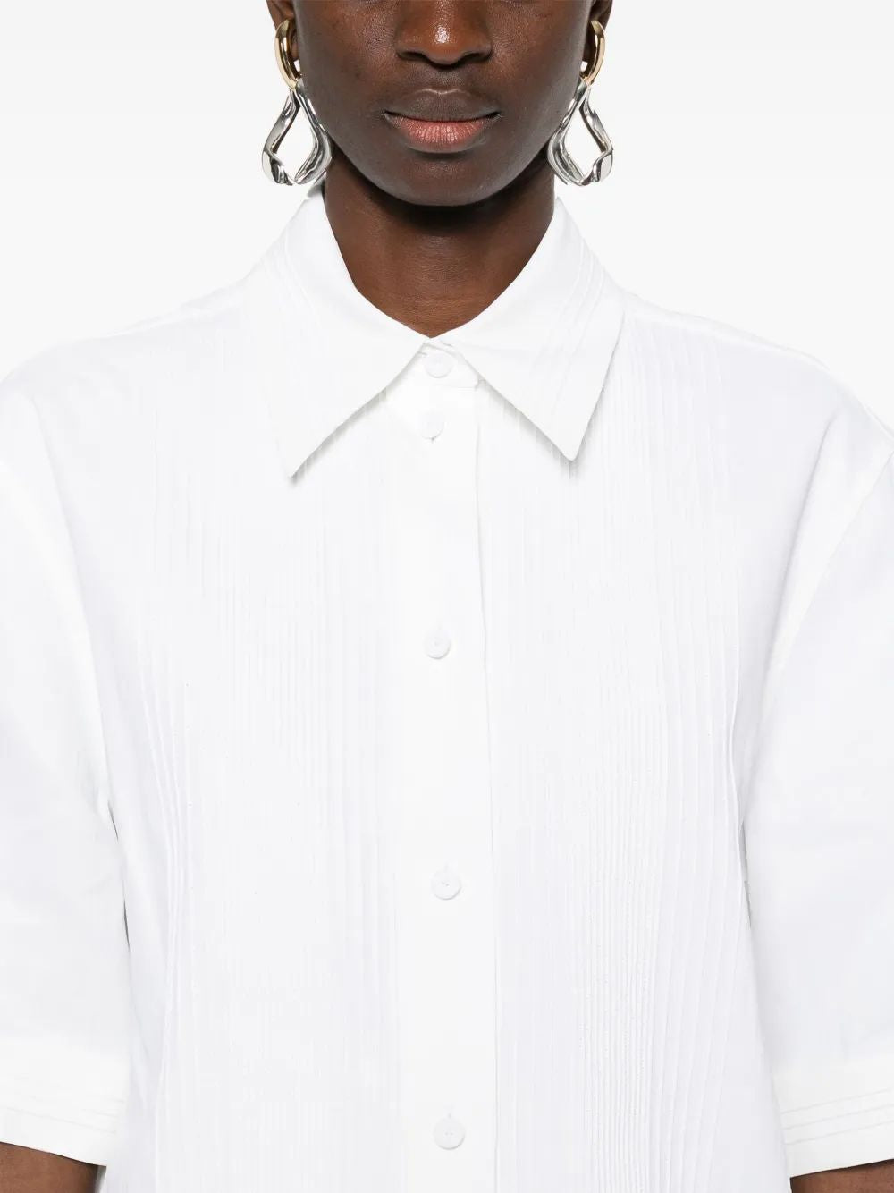 JIL SANDER Pleated Wide Shirt for Women - SS25 Collection