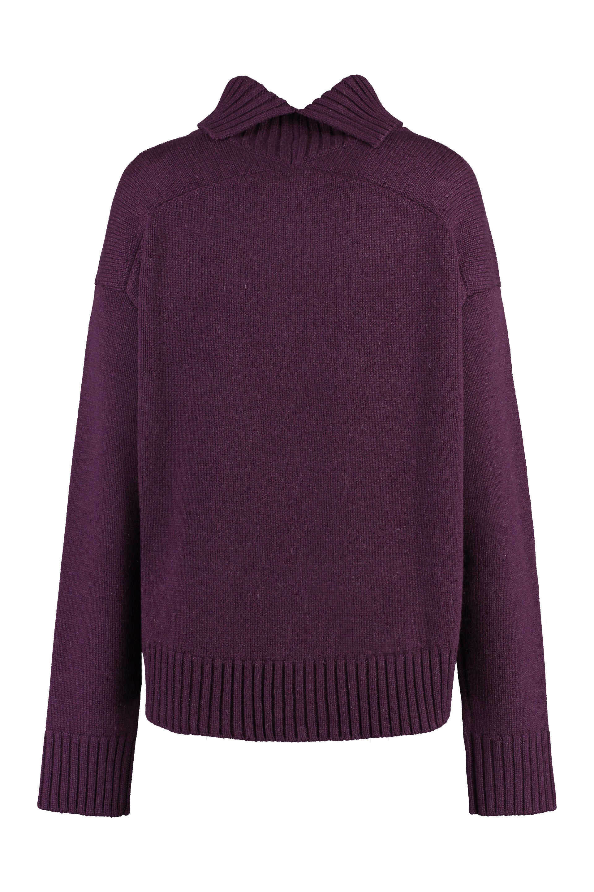 JIL SANDER Cashmere Sweater with Ribbed Cuffs, Collar, and Hem