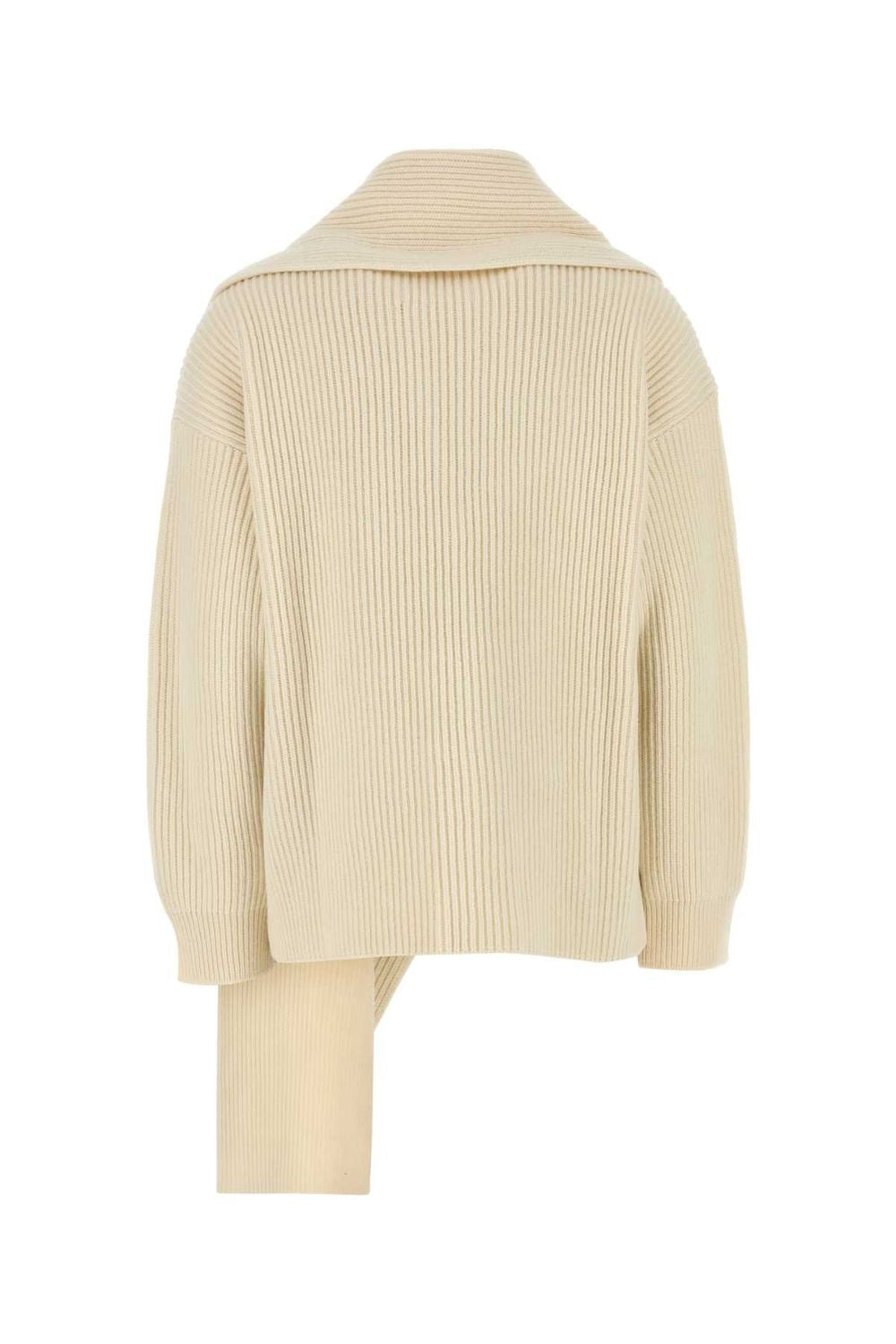 JIL SANDER Wool Sweater with Draped Scarf Neck