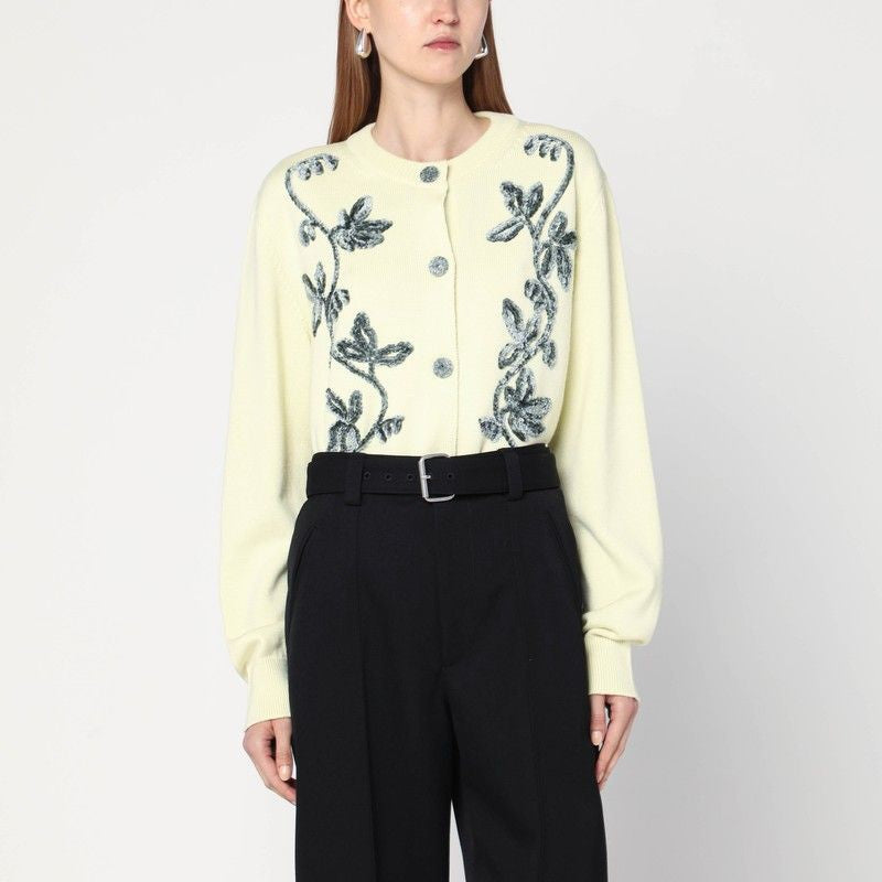 JIL SANDER Embroidered Crew Neck Cardigan for Women