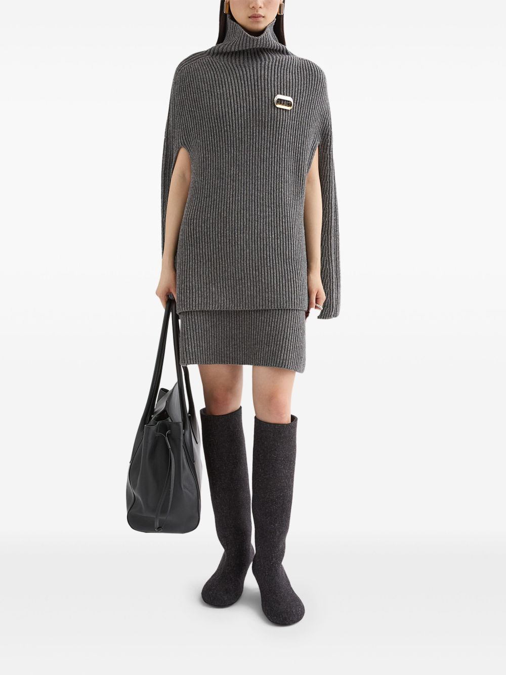 JIL SANDER Wool A-Line Mini Skirt