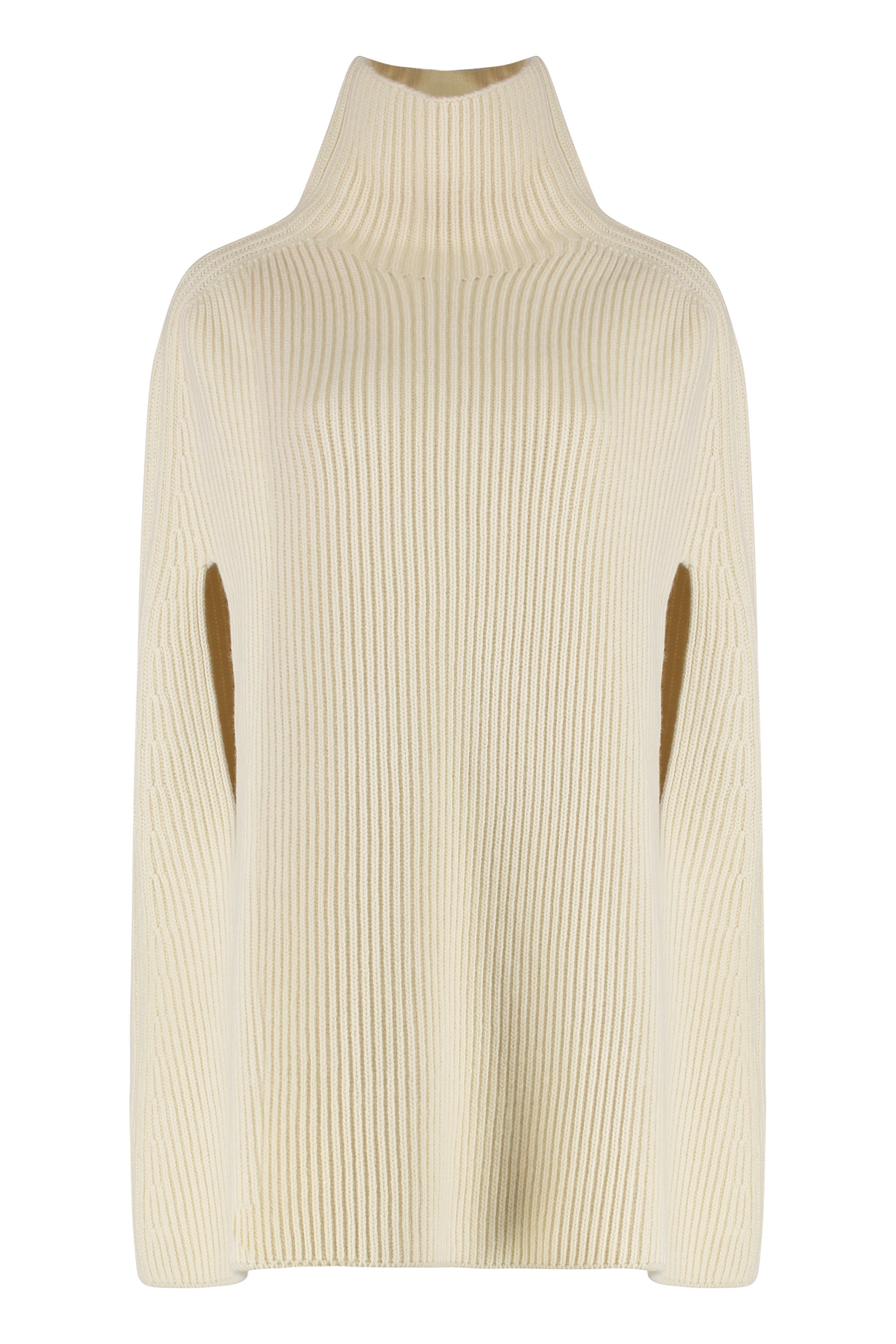 JIL SANDER Elevated Wool Cloak with High Collar and Wide Sleeves