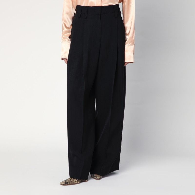 JIL SANDER Wide Silk Blend Pants - High Waist Design