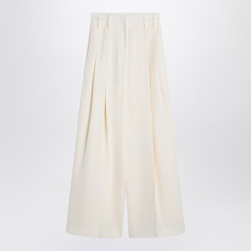 JIL SANDER High-Waisted Wide Trousers in Silk Blend