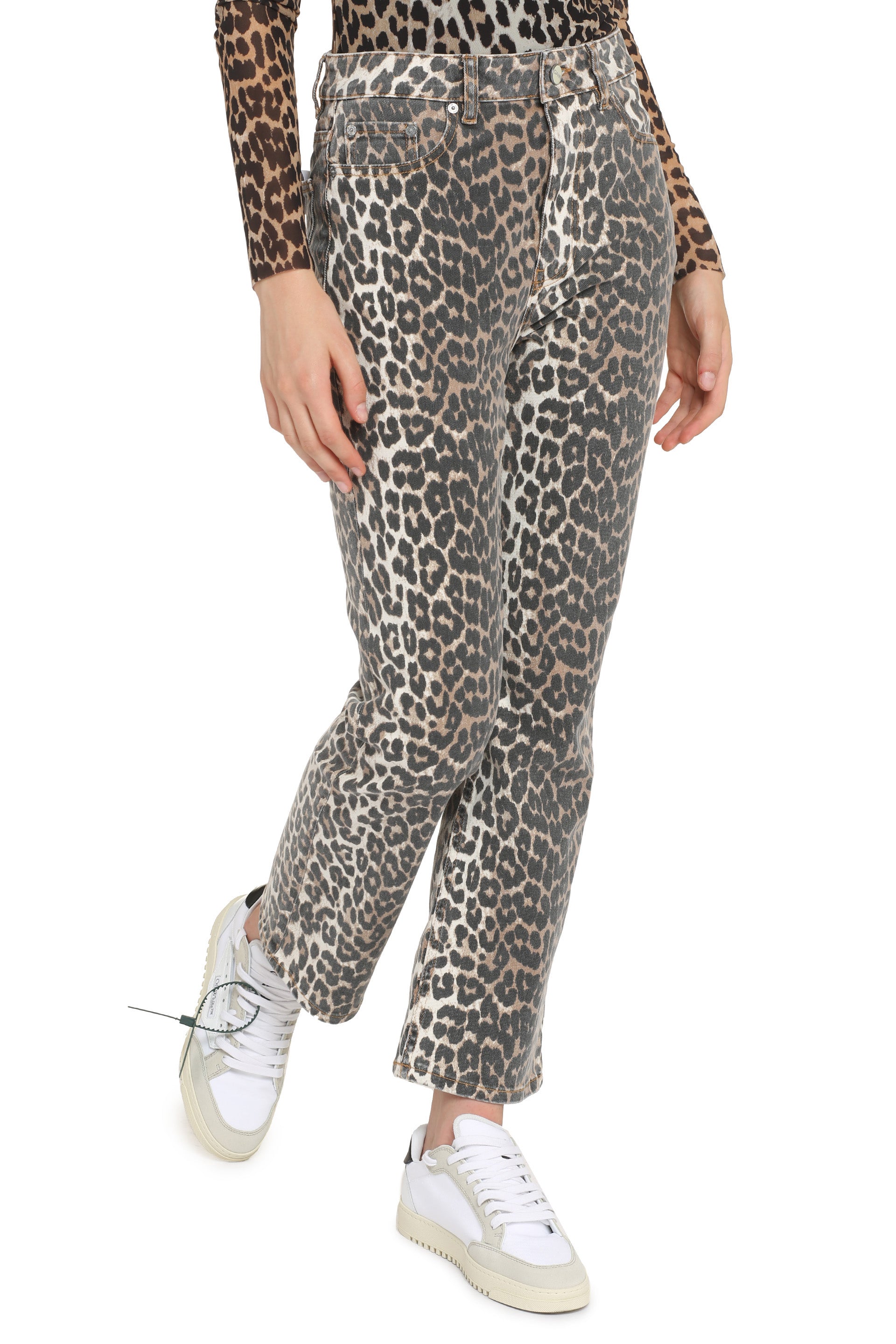 GANNI Animalier Print High-Waisted Jeans for Women