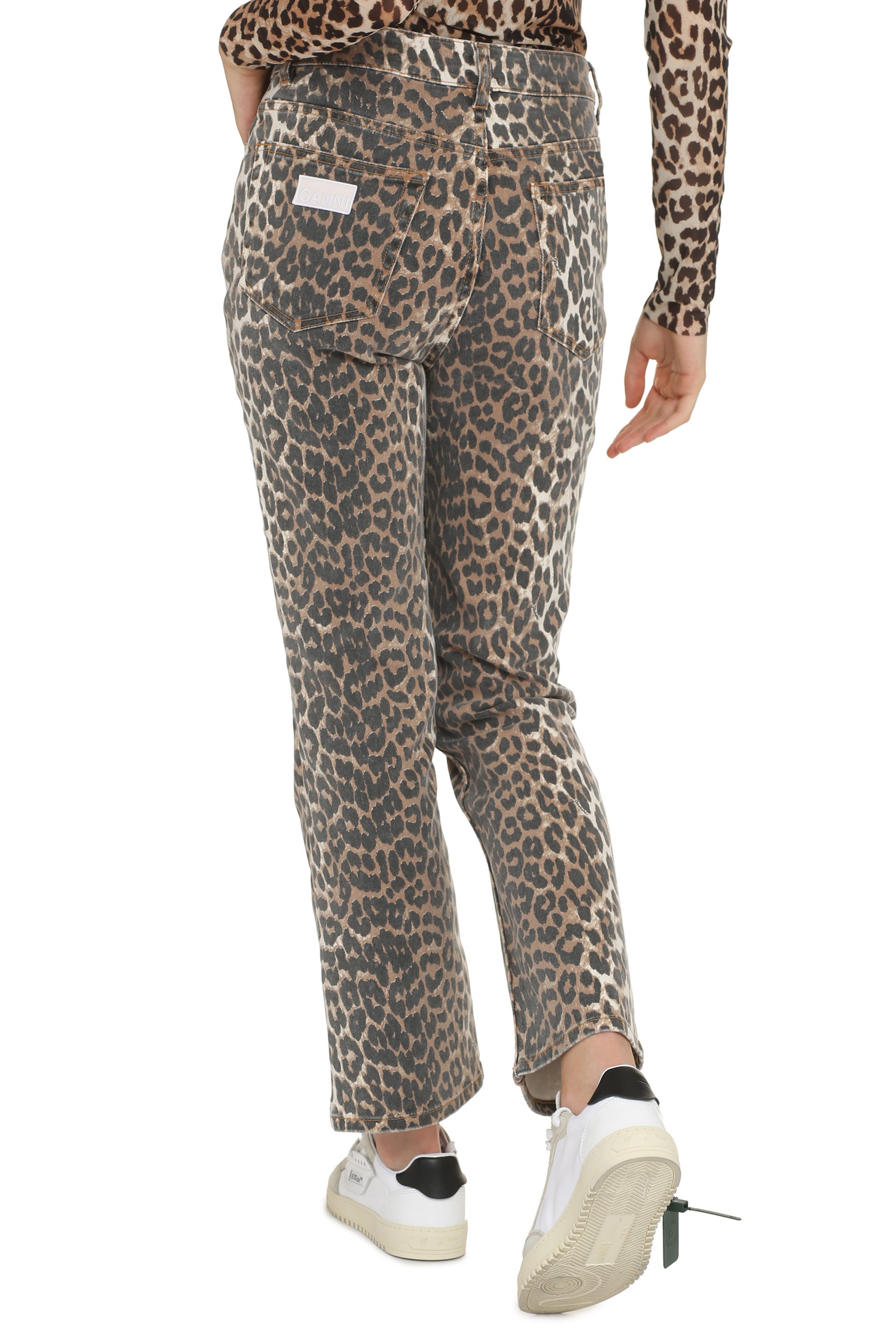 GANNI Animalier Print High-Waisted Jeans for Women