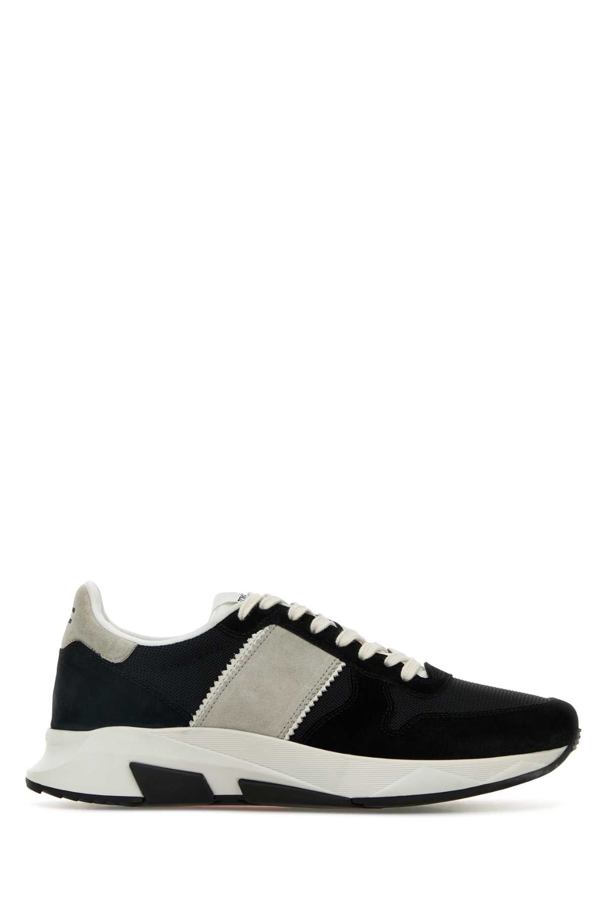 TOM FORD Black Mesh and Suede Sneakers for Men